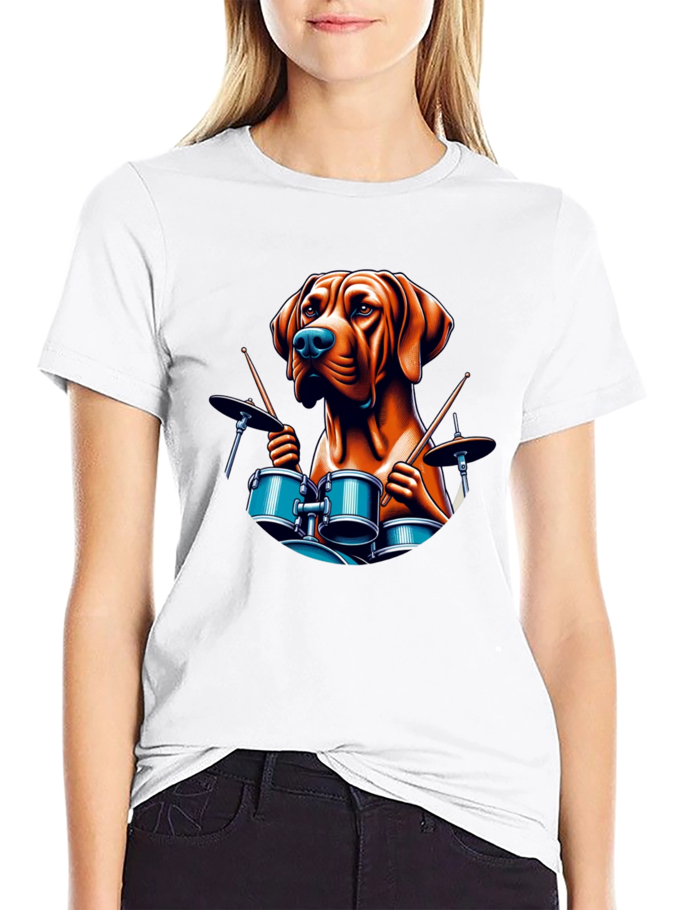 Dog Drummer Graphic Tee - Black T-Shirt