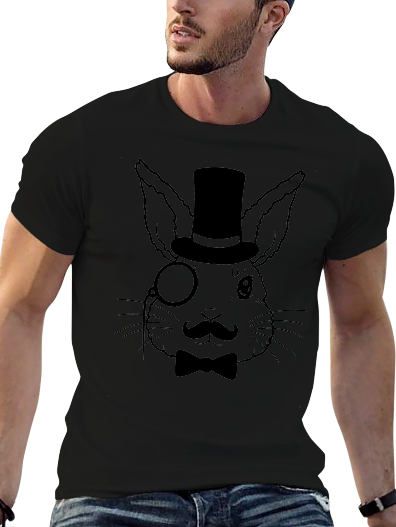 Dapper Rabbit Tee - Top Hat Monocle Bowtie Design