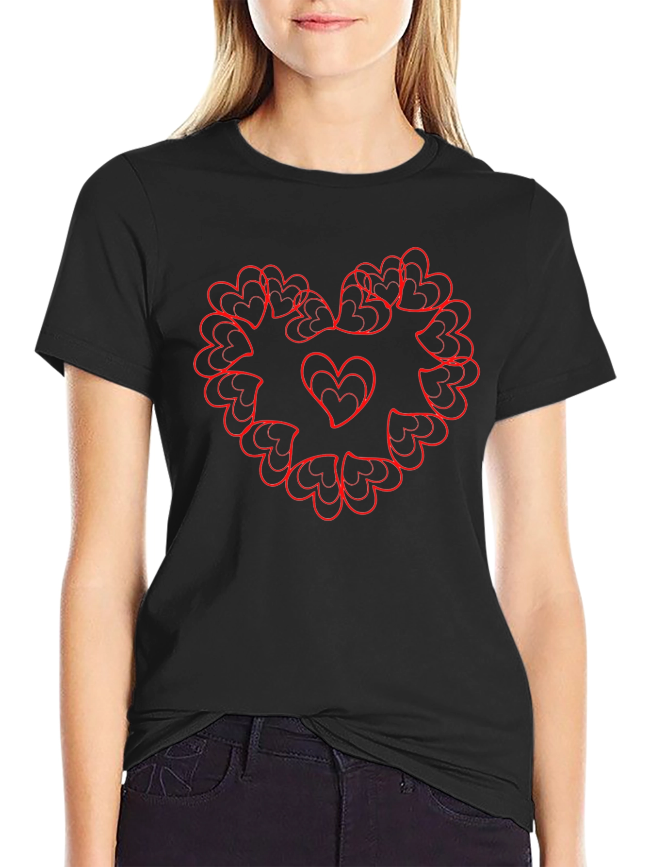 Heart Mandala Graphic Tee - Stylish Black T-Shirt