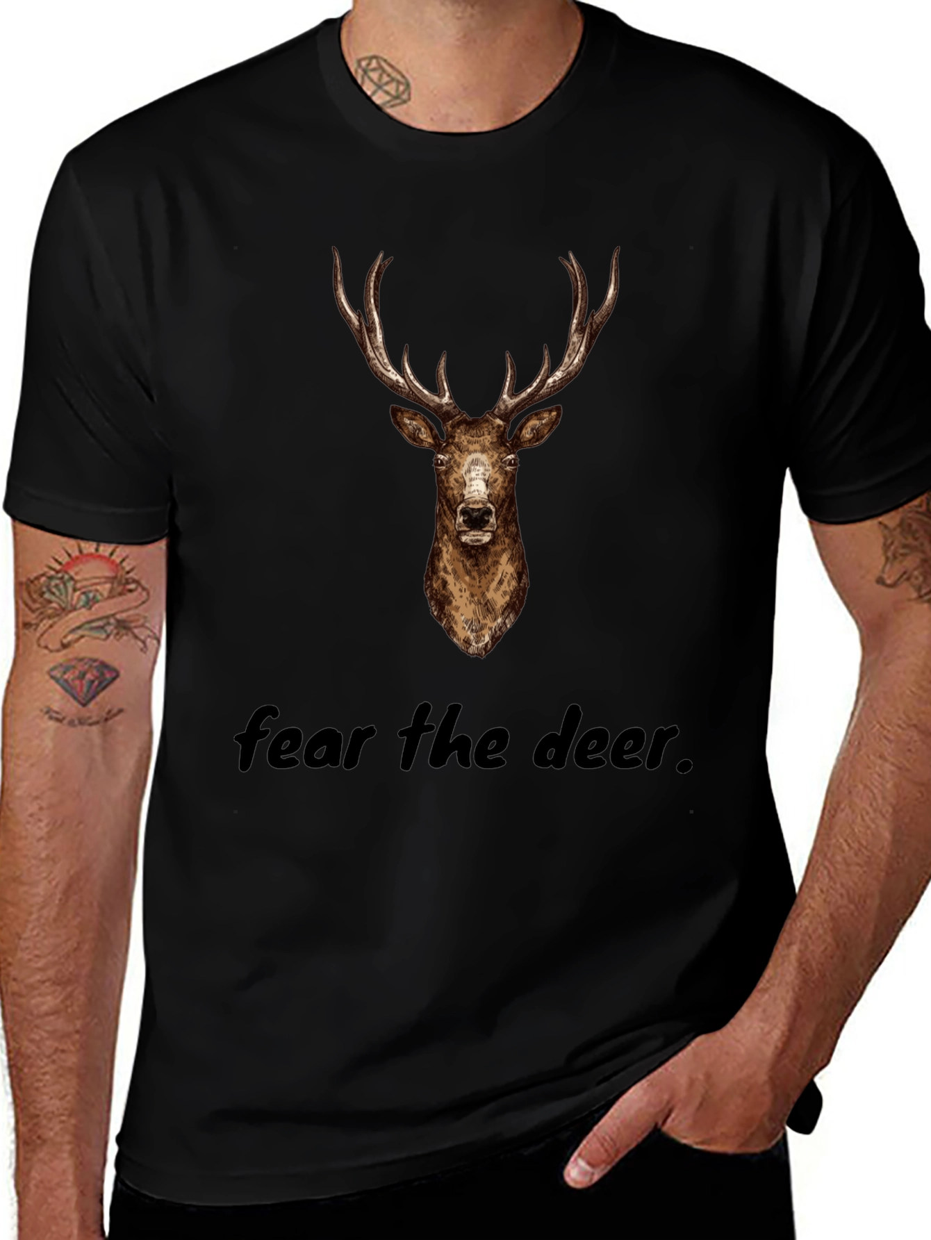 Fear The Deer Black Graphic Tee