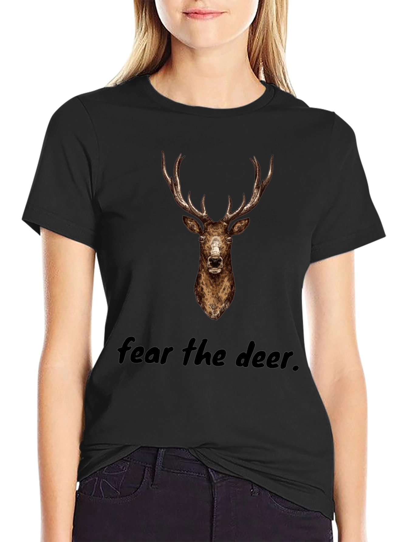 Fear The Deer Black Graphic Tee