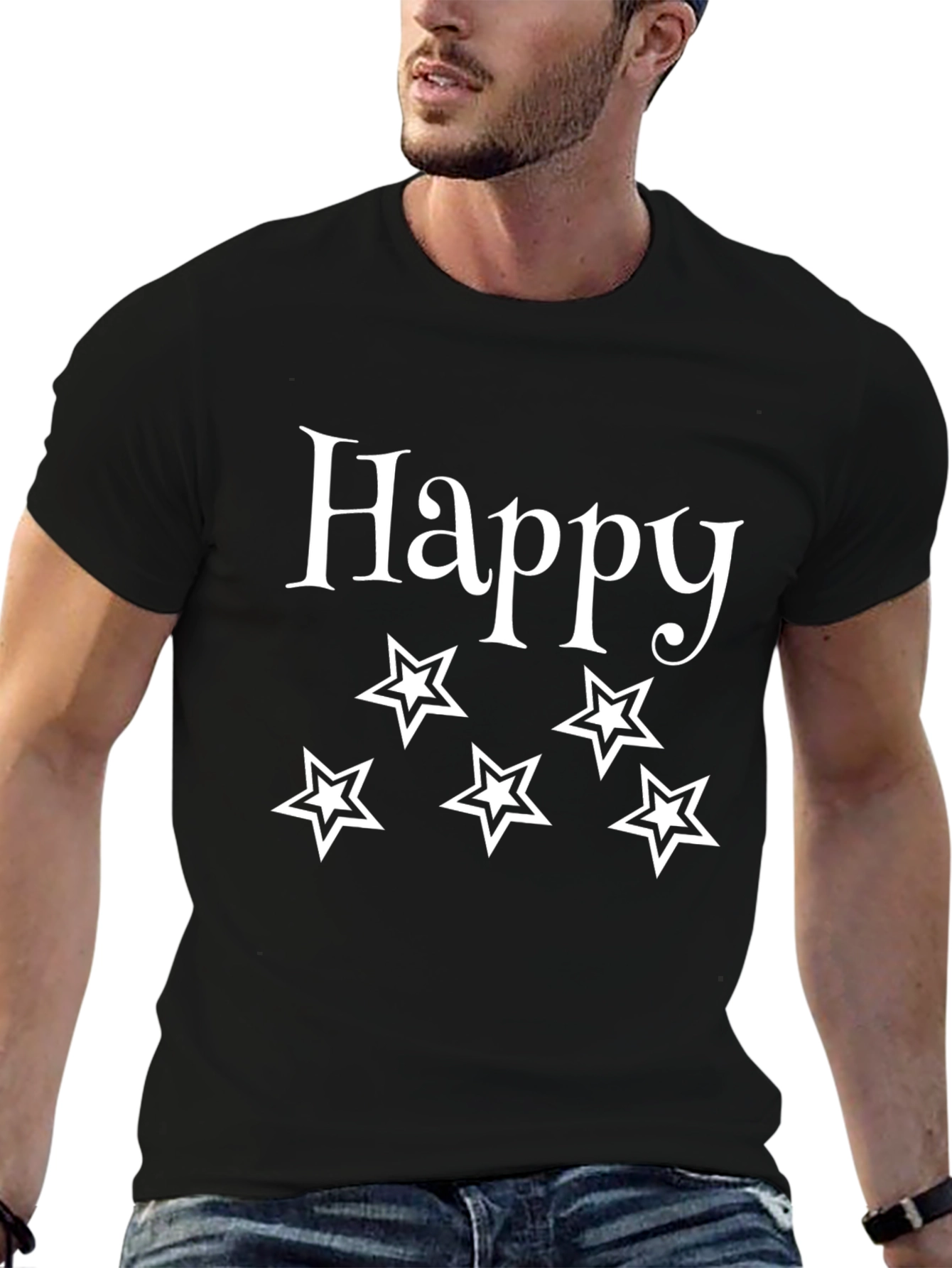 Happy Stars Black T-Shirt