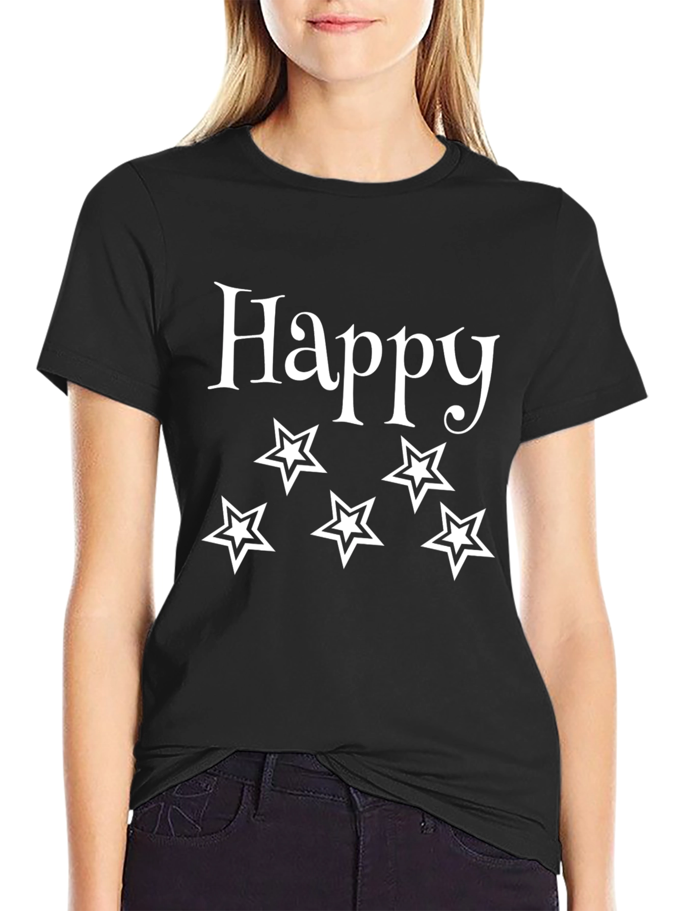 Happy Stars Black T-Shirt