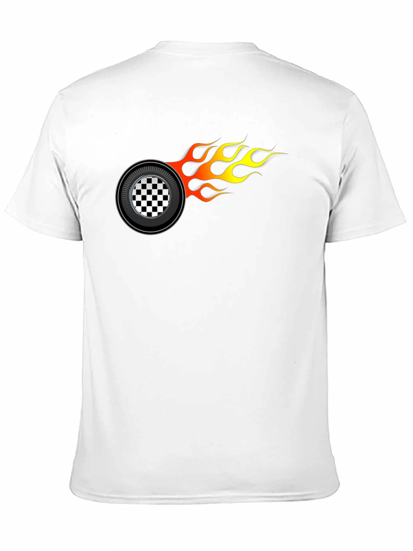 Racing Wheel Flame Graphic Black T-Shirt
