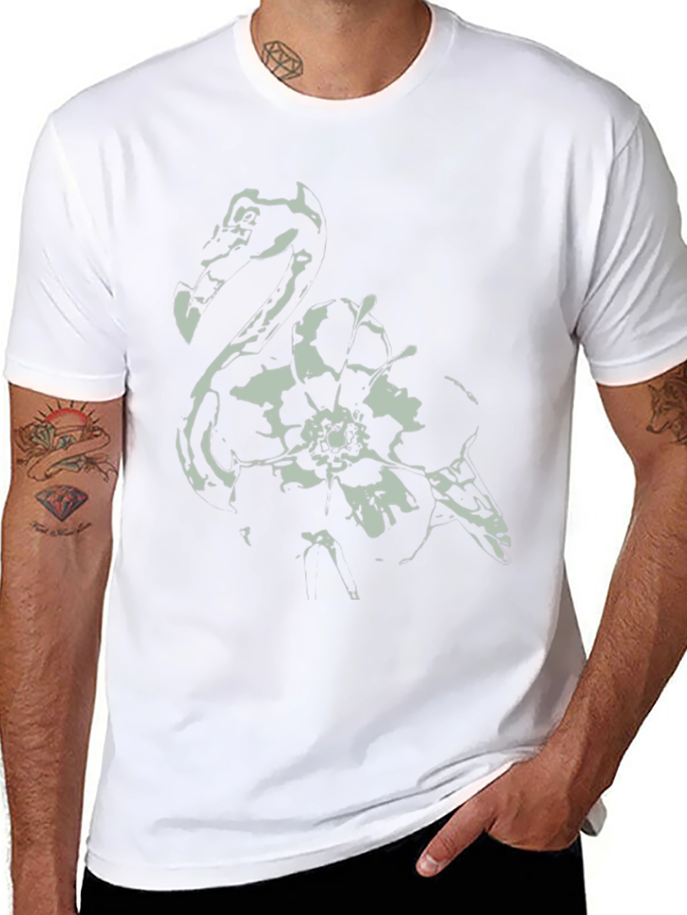 Abstract Floral Graphic Black T-Shirt
