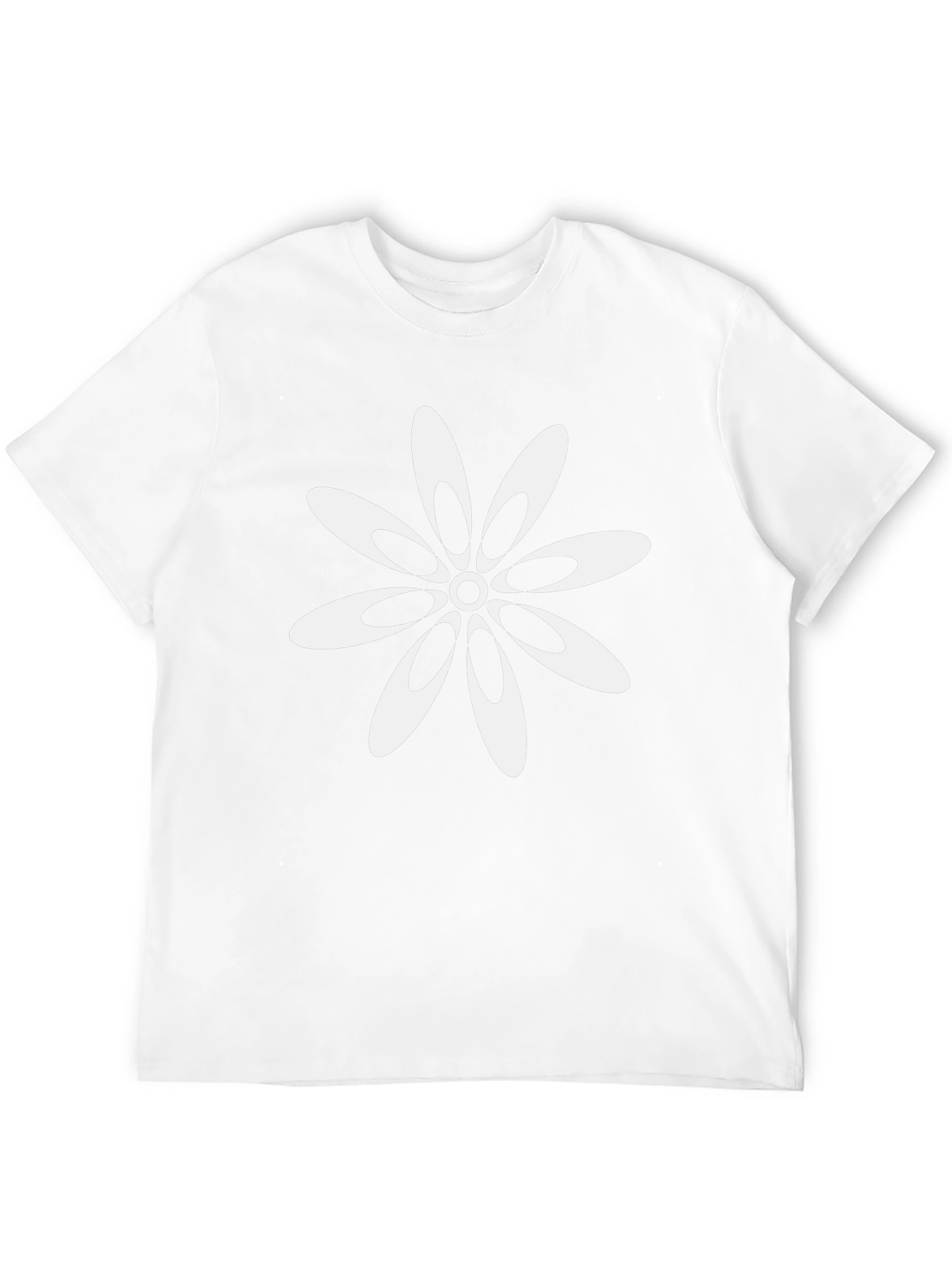 Black T-Shirt with White Flower Design