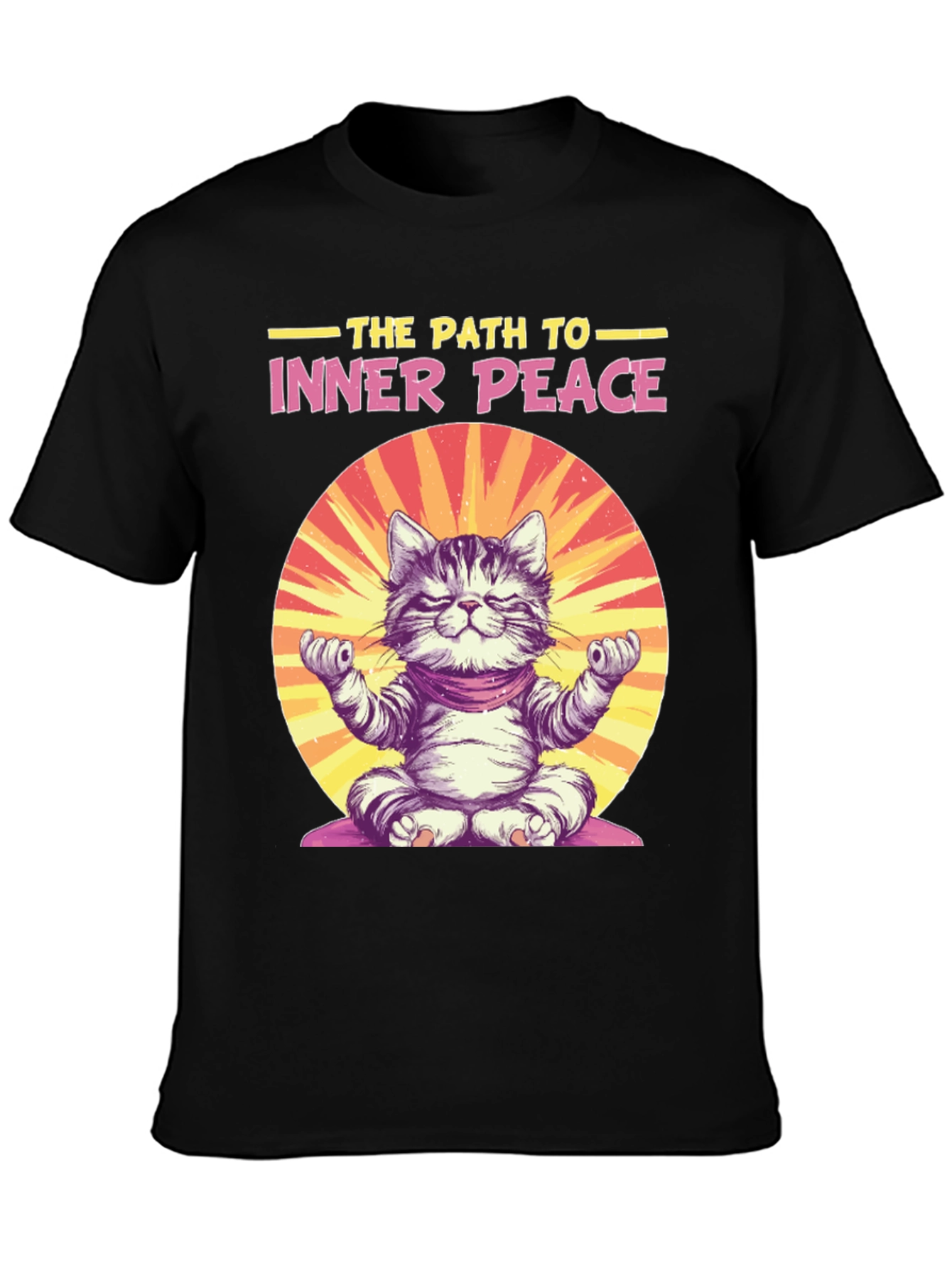 Inner Peace Cat Graphic T-Shirt Yoga Meditation Tee