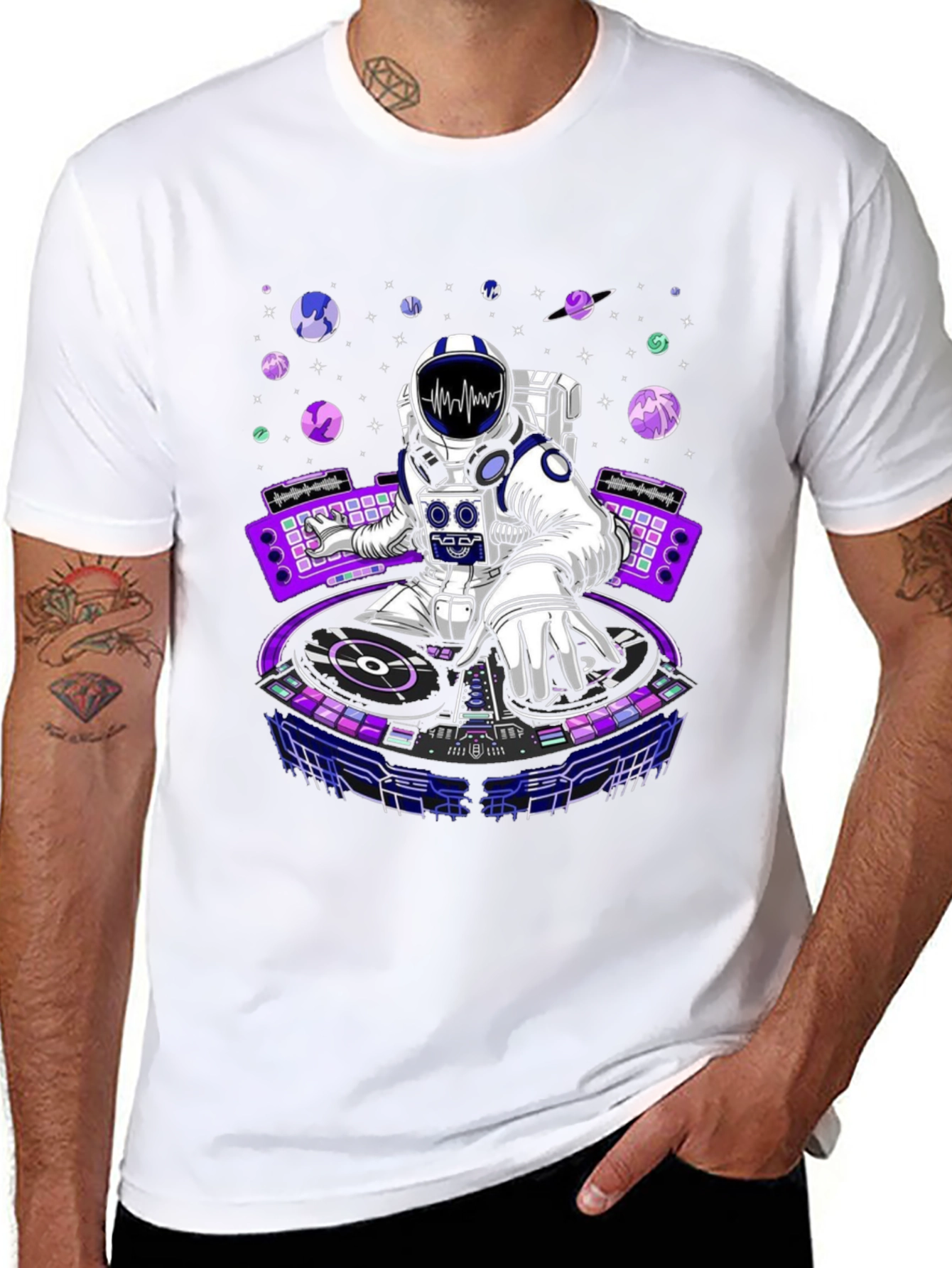 Astronaut DJ Graphic T-Shirt - Space Music Tee