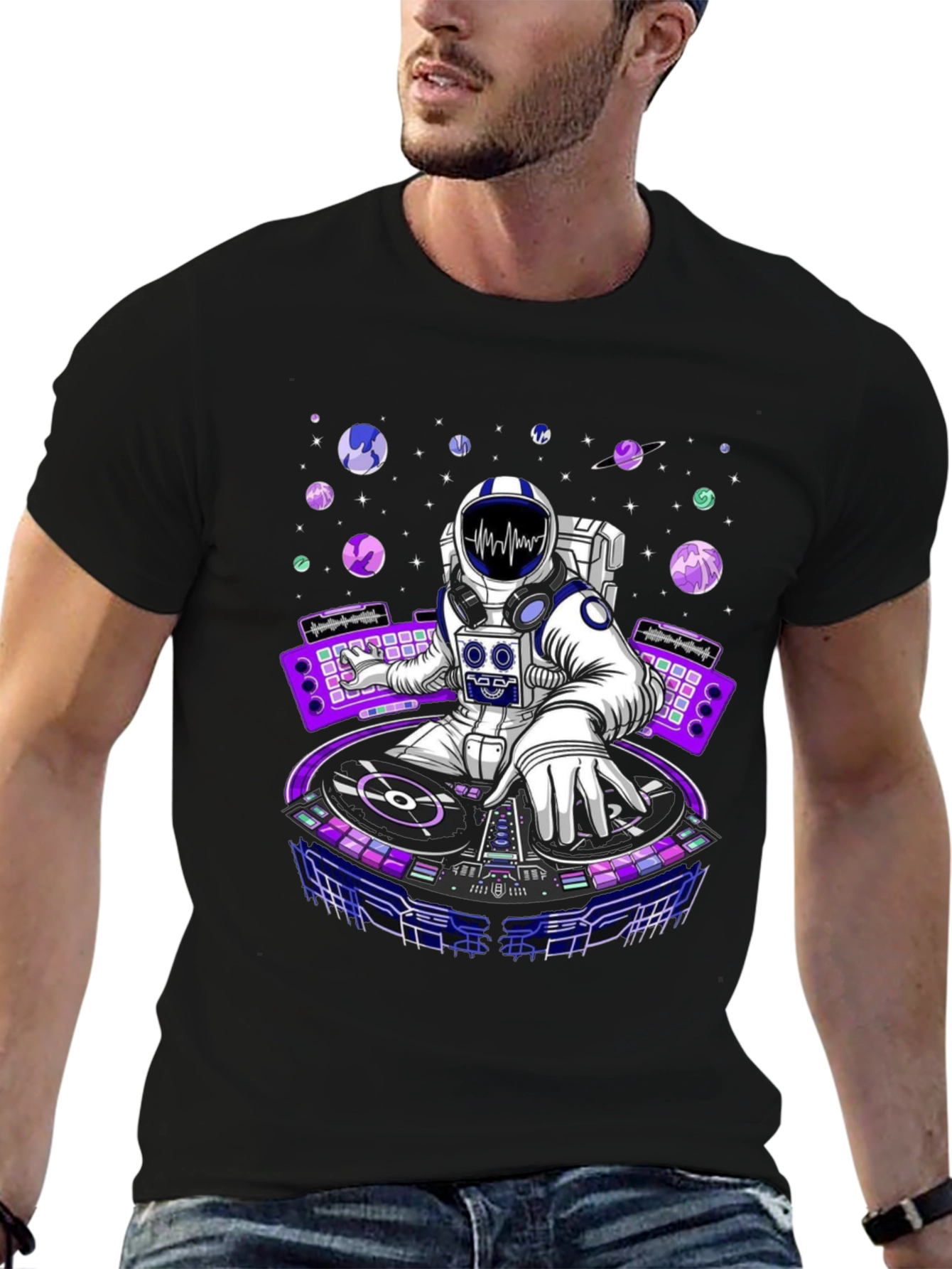 Astronaut DJ Graphic T-Shirt - Space Music Tee
