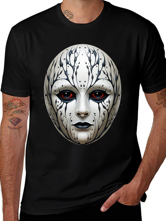 Mystic Face Graphic Tee - Black Cotton Blend