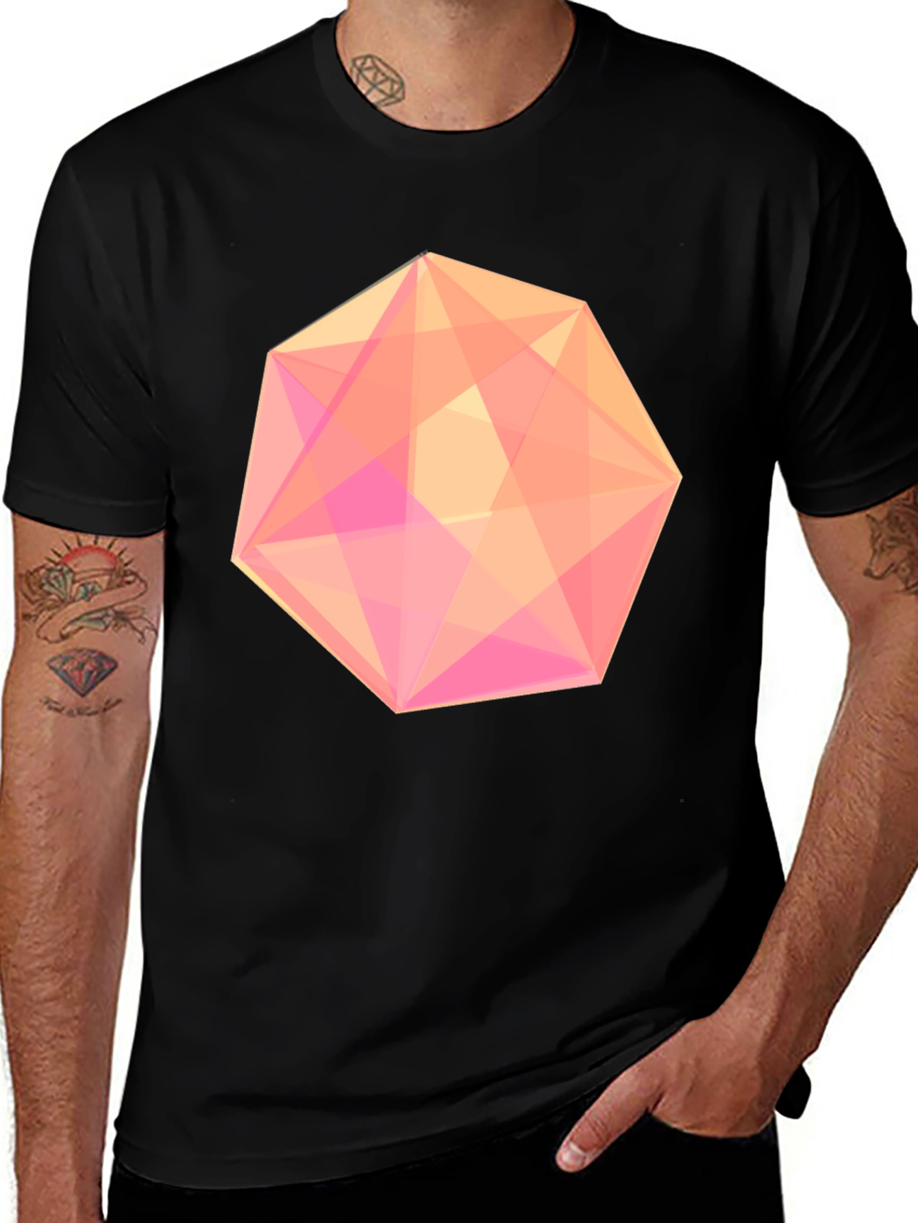 Geometric Icosahedron Graphic Tee - Modern Minimalist