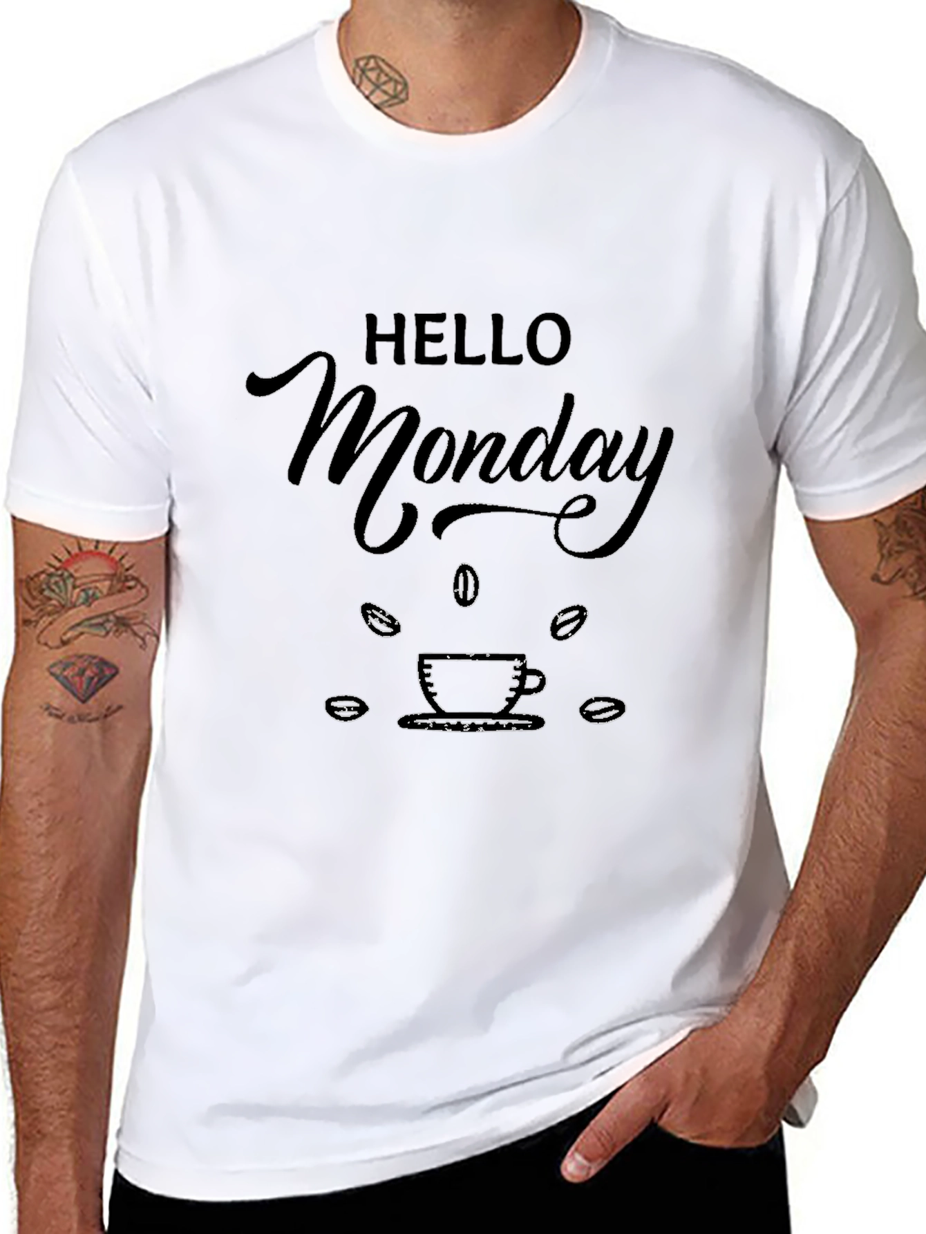 Hello Monday Coffee Graphic Tee - Black T-Shirt