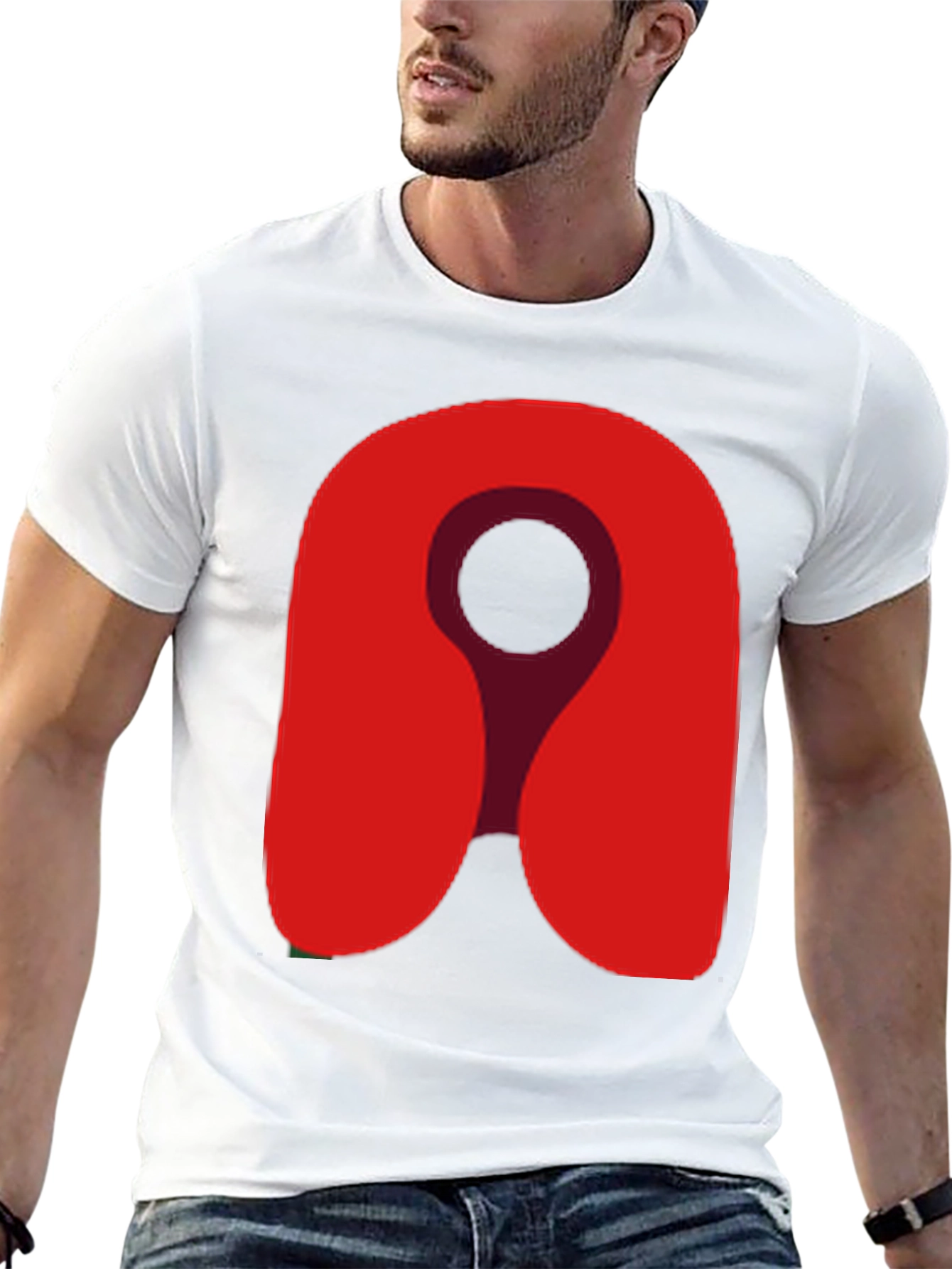 Red Location Icon Graphic Tee - Soft Cotton Blend