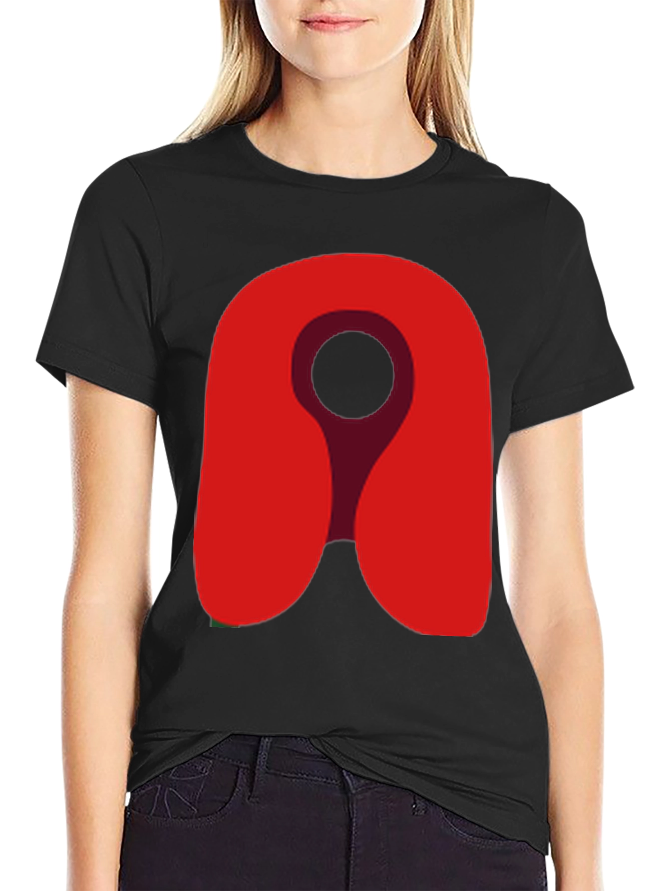 Red Location Icon Graphic Tee - Soft Cotton Blend