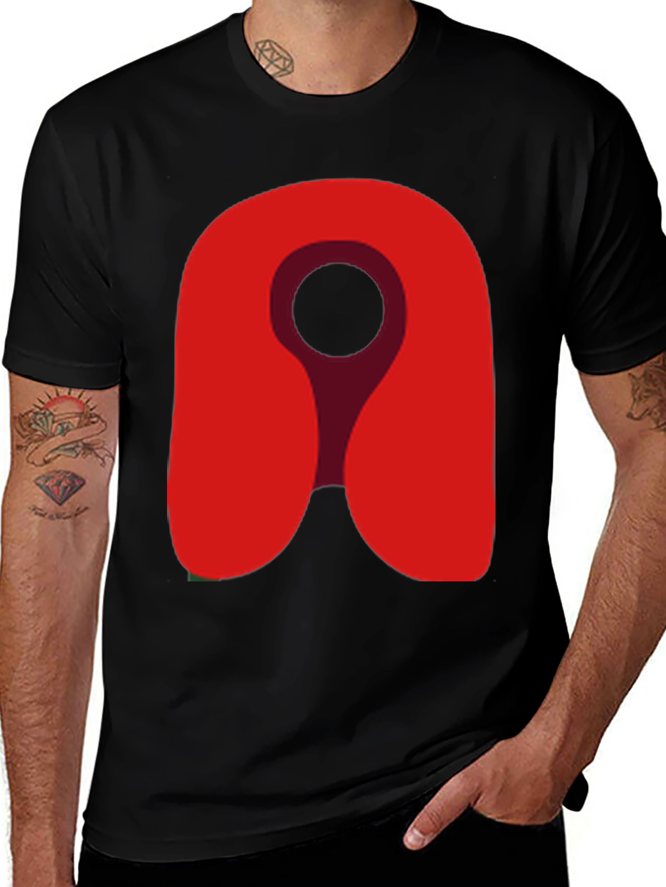 Red Location Icon Graphic Tee - Soft Cotton Blend
