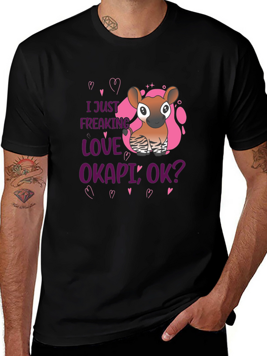 I Love Okapi Black T-Shirt Animal Lover Tee