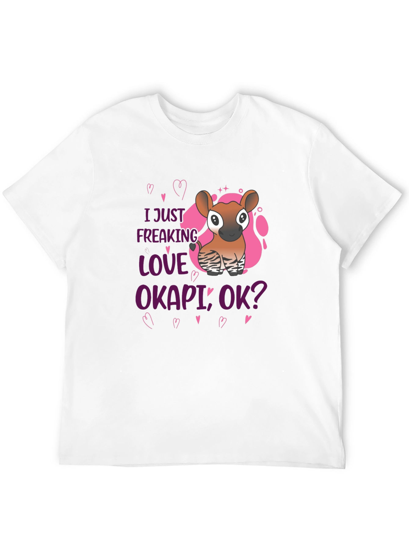 I Love Okapi Black T-Shirt Animal Lover Tee