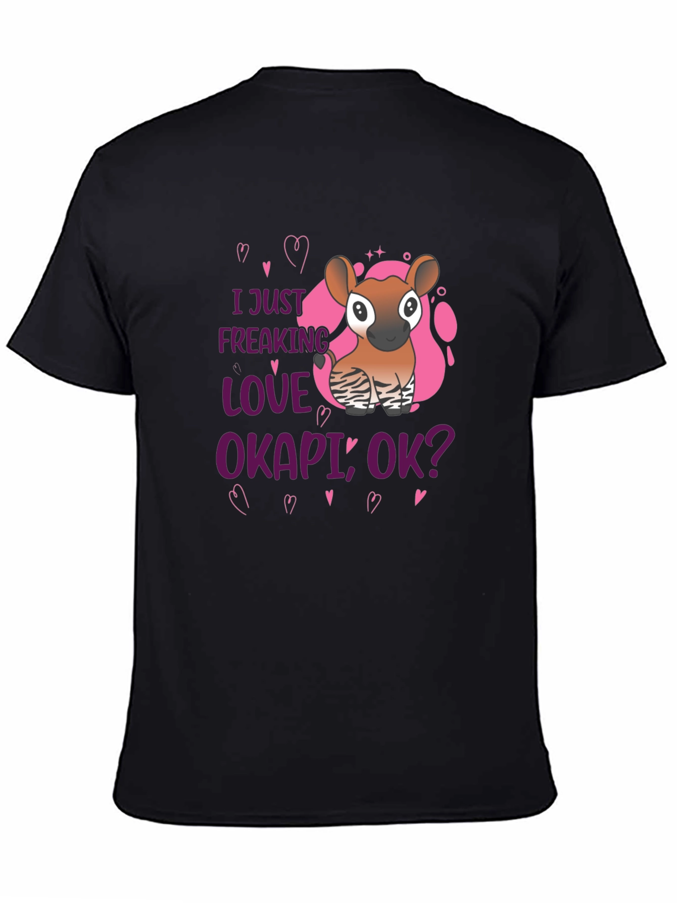 I Love Okapi Black T-Shirt Animal Lover Tee