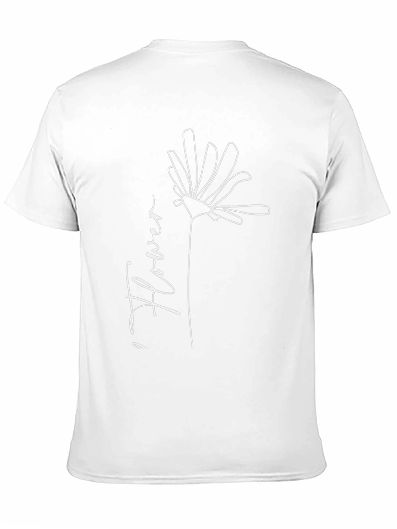 Minimalist Flower Line Art Black T-Shirt