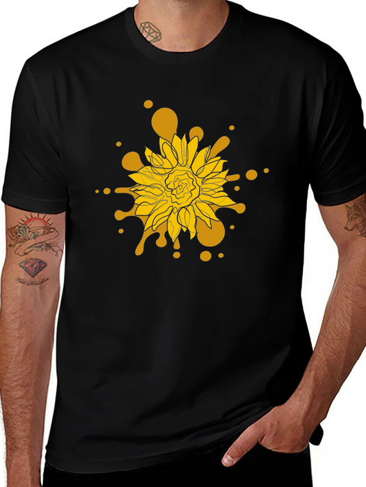 Sunflower Splash Black T-Shirt