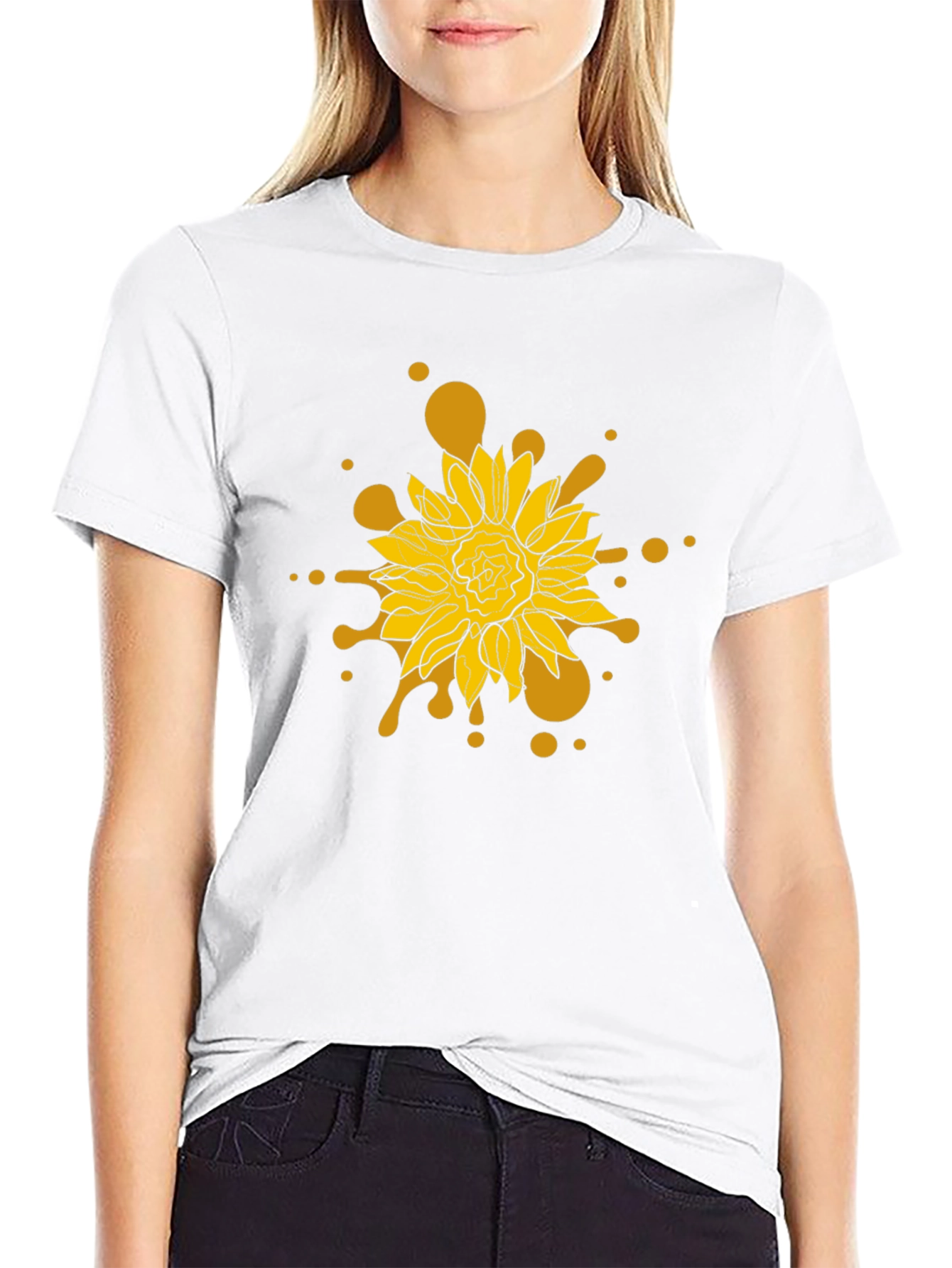 Sunflower Splash Black T-Shirt