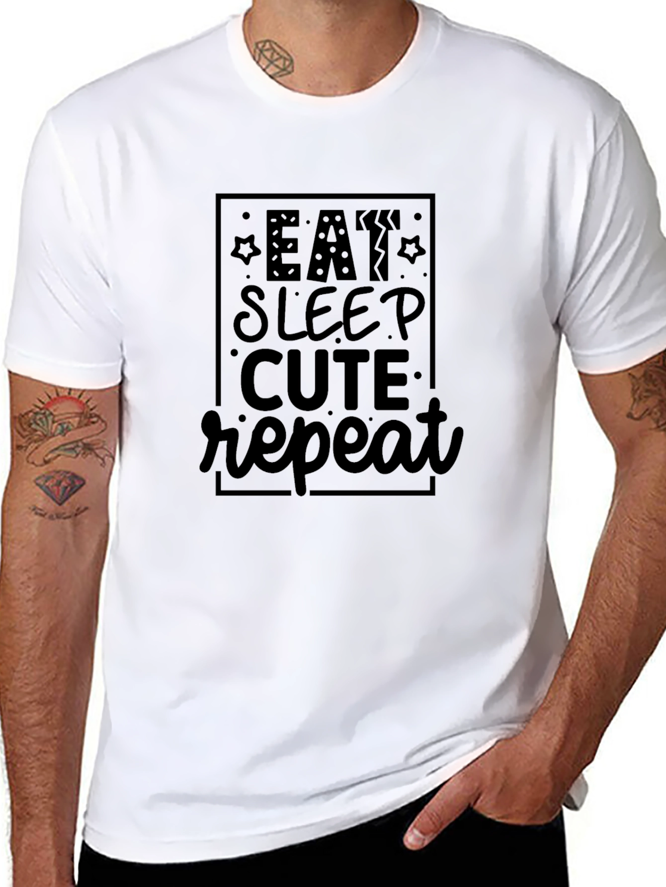 Eat Sleep Cute Repeat Black T-Shirt