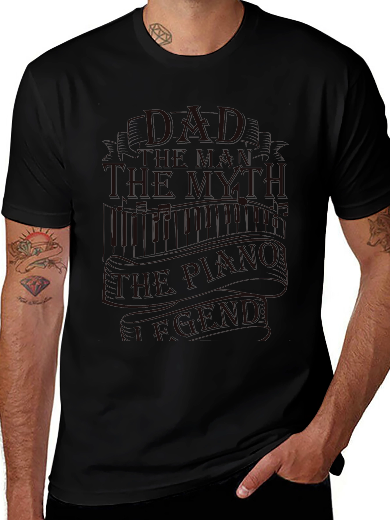Dad The Man The Myth Piano Legend Black T-Shirt