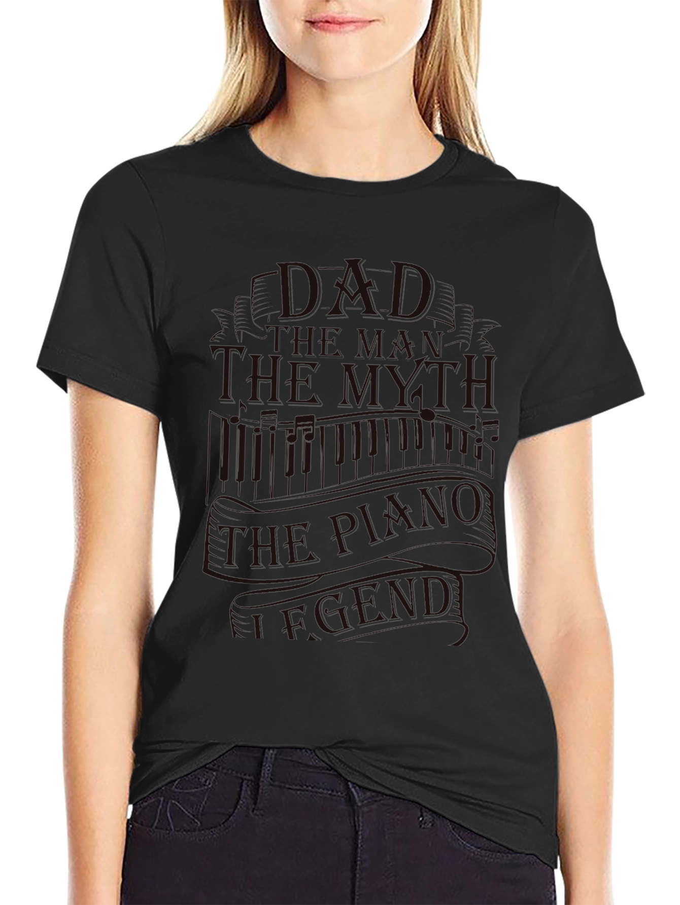 Dad The Man The Myth Piano Legend Black T-Shirt