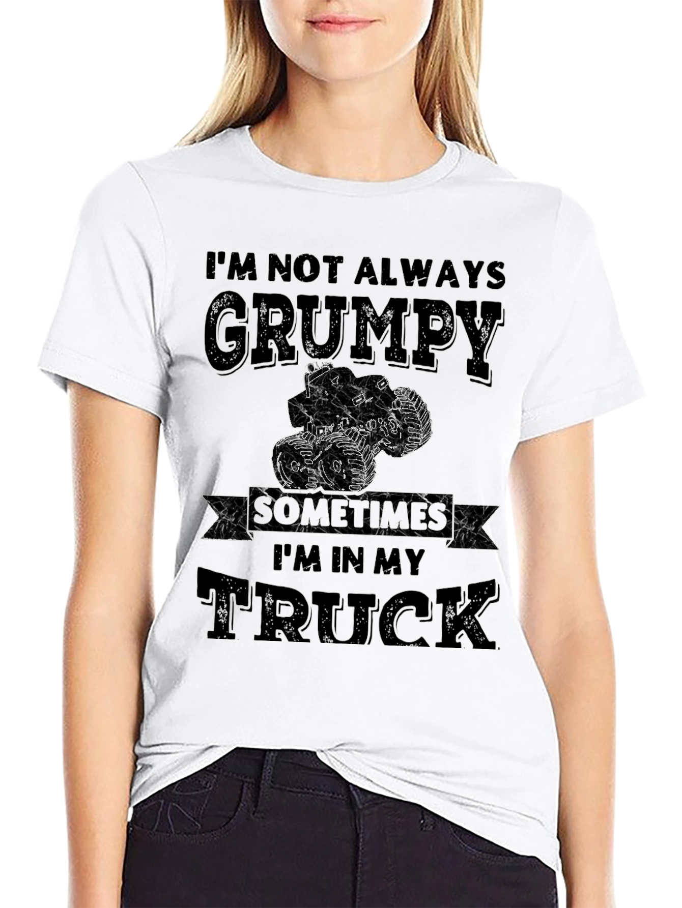 Grumpy Trucker Graphic T-Shirt - Black