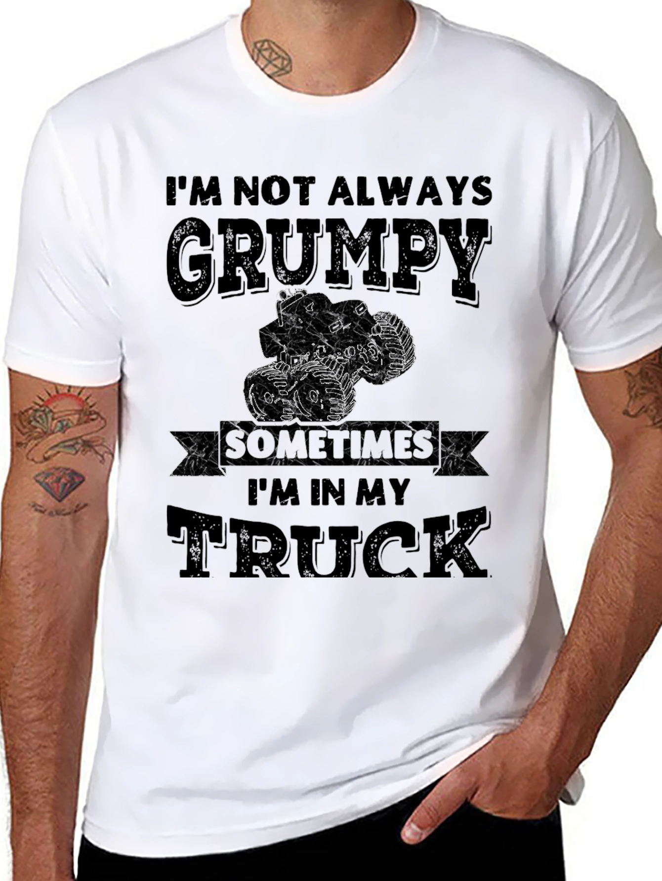Grumpy Trucker Graphic T-Shirt - Black