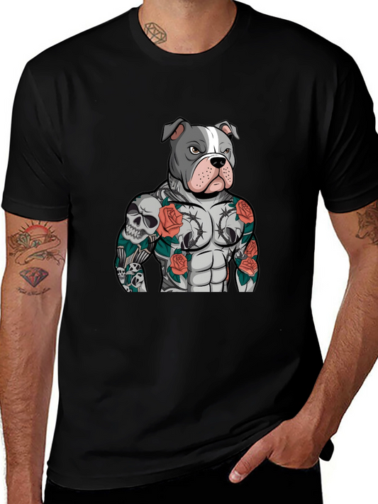 Pitbull Tattoo Art Black T-Shirt