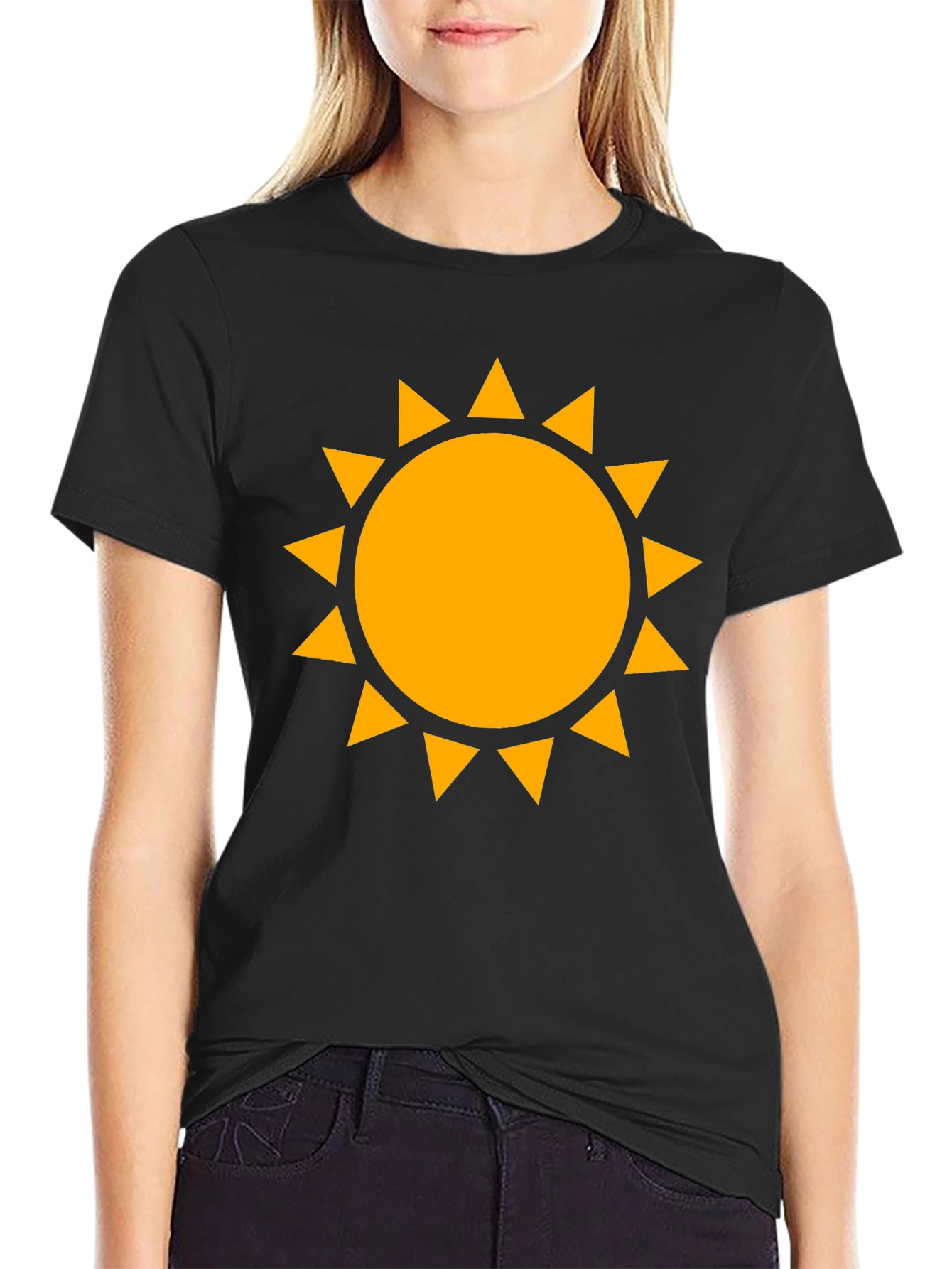 Golden Sun Graphic Tee - Black Cotton Comfort