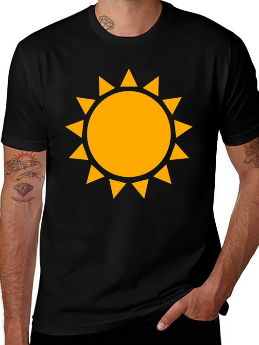 Golden Sun Graphic Tee - Black Cotton Comfort