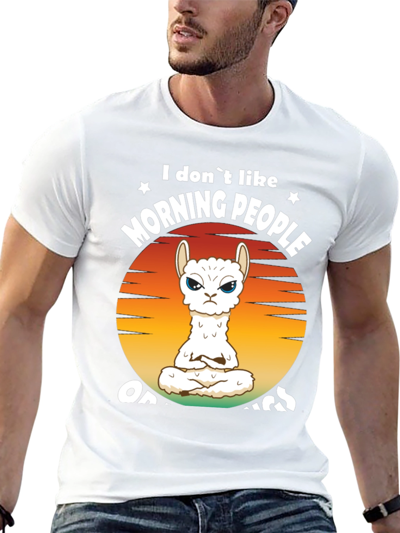 Funny Llama Graphic T-Shirt - Morning People Design