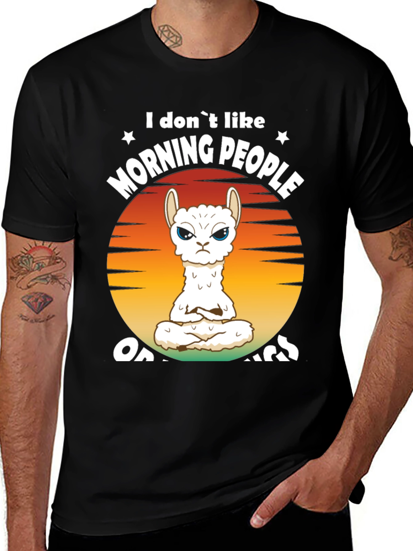 Funny Llama Graphic T-Shirt - Morning People Design