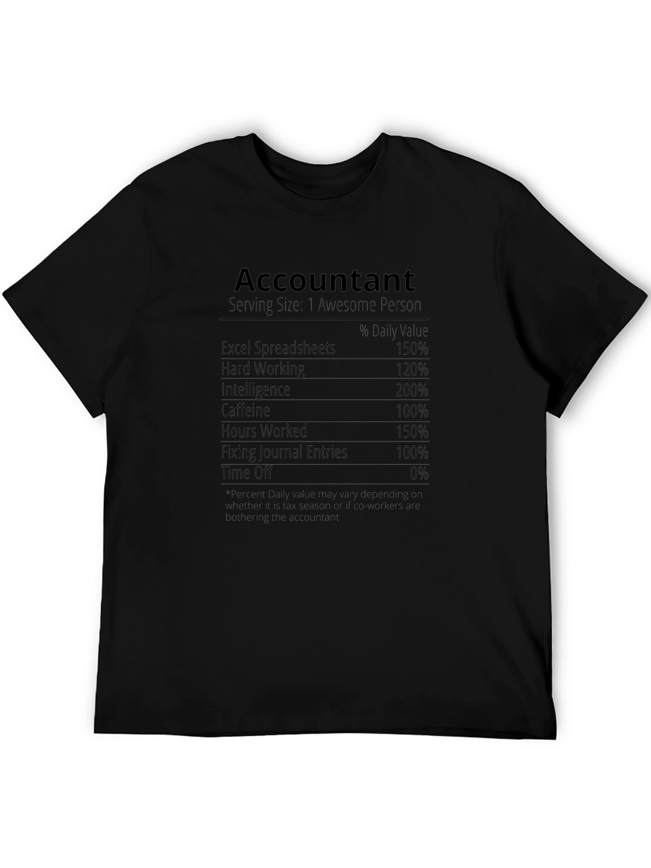 Accountant Nutrition Facts T-Shirt