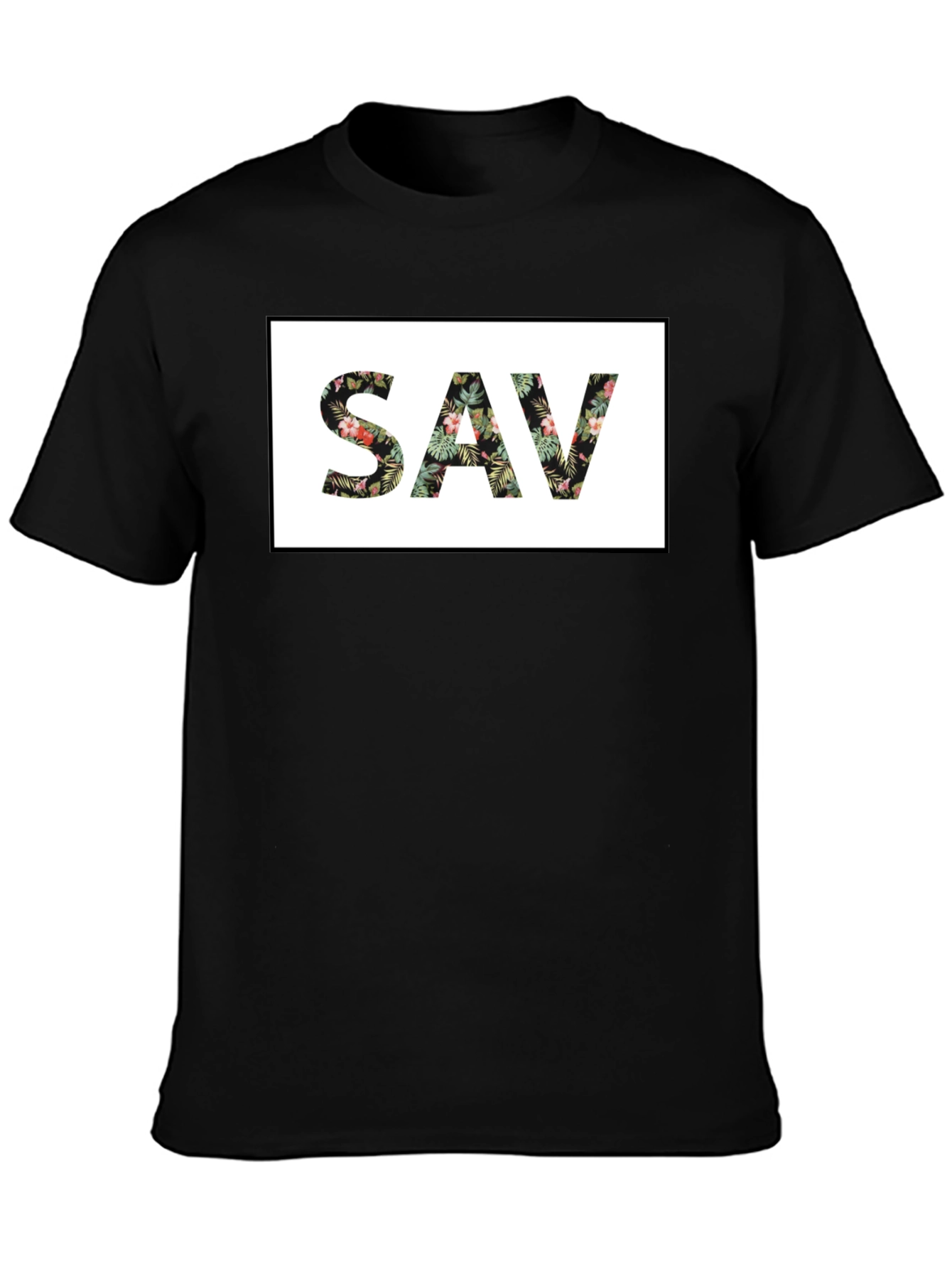 Floral SAV Graphic Black T-Shirt