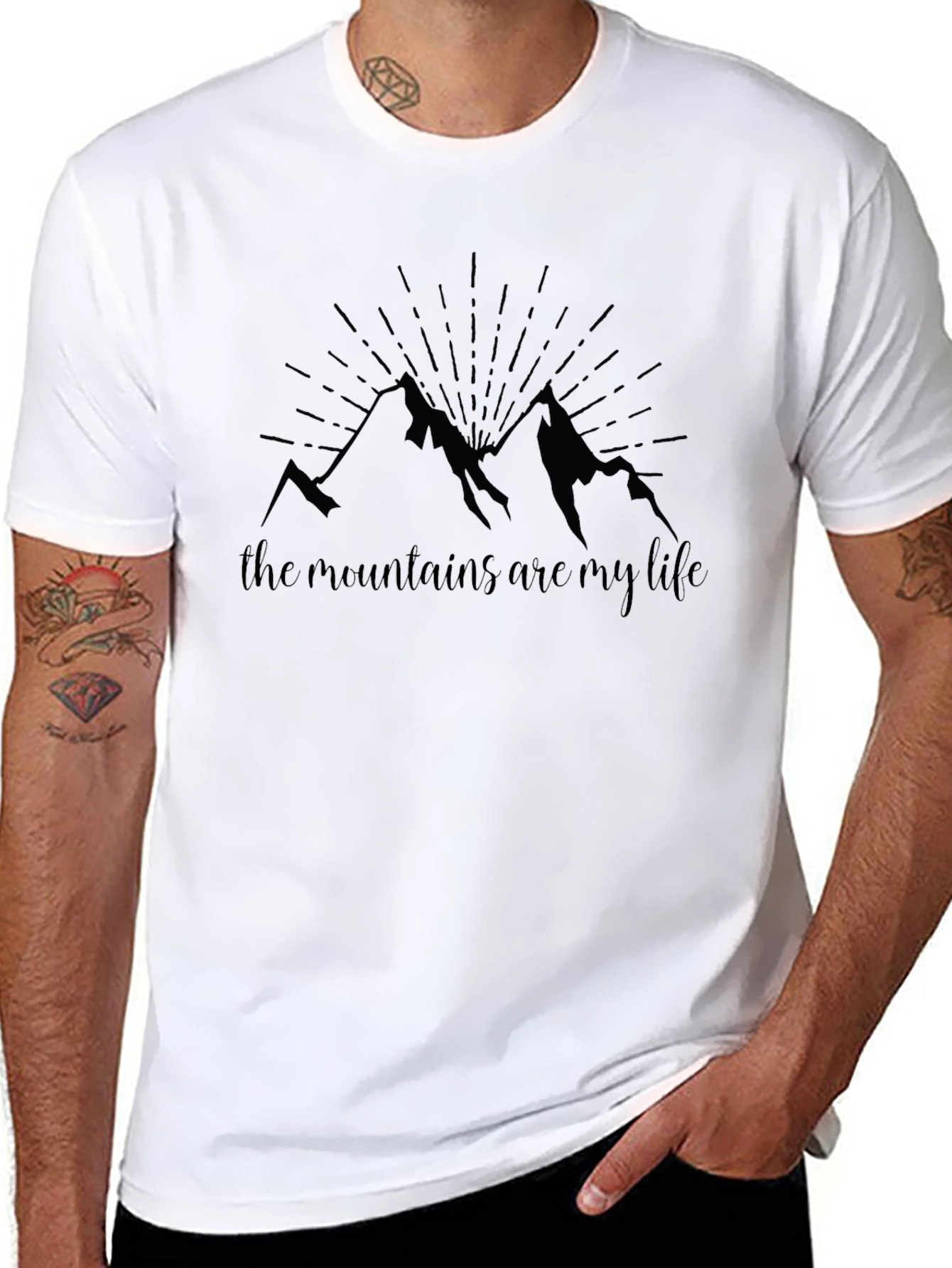 Mountains are My Life Graphic Tee - Black