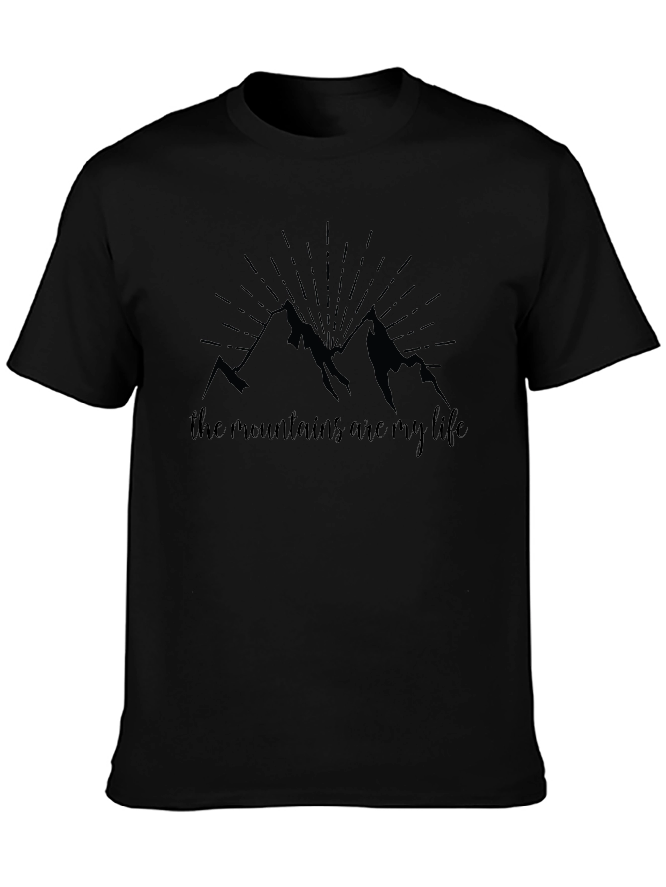 Mountains are My Life Graphic Tee - Black