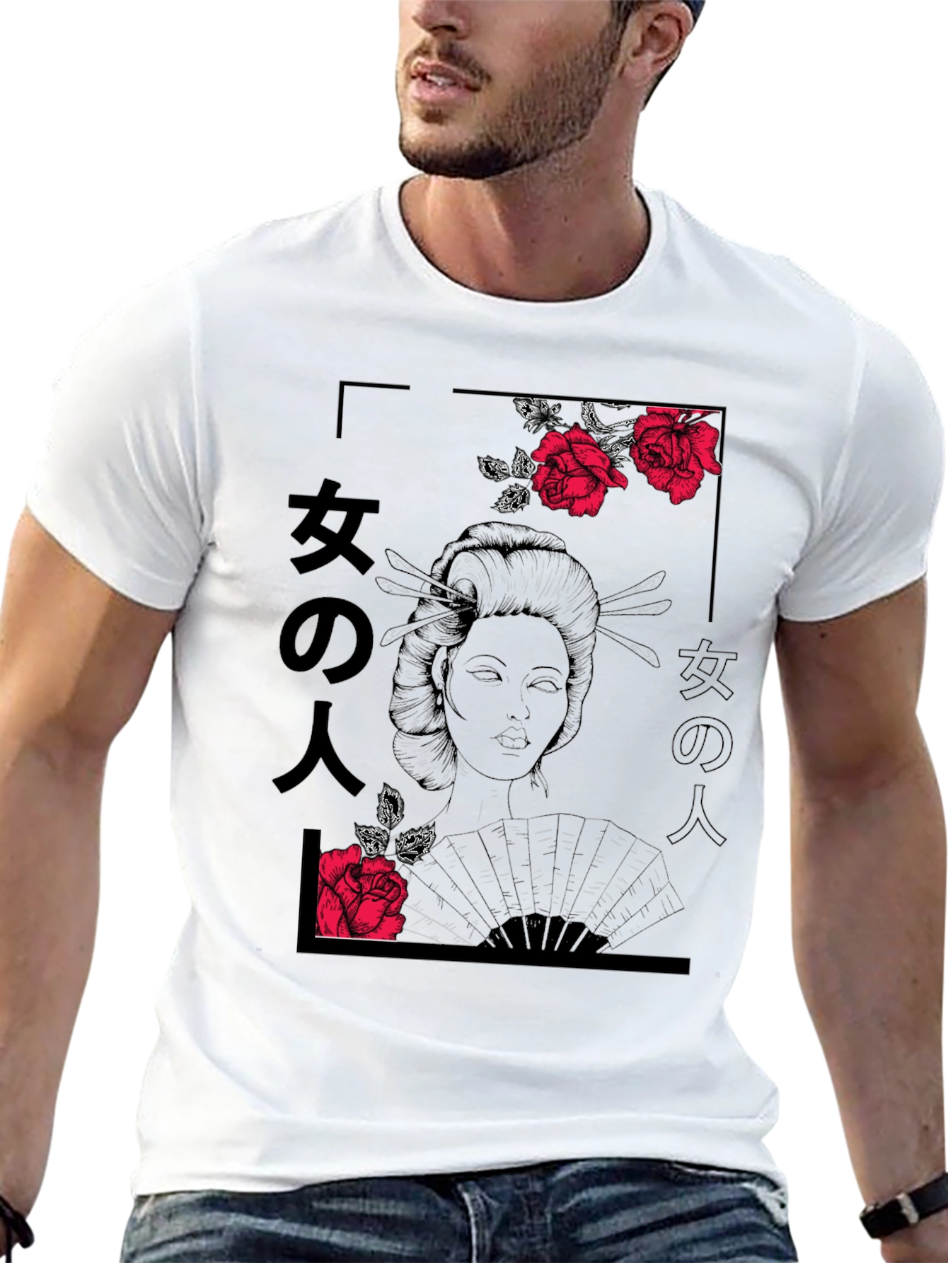 Geisha Rose Graphic T-Shirt