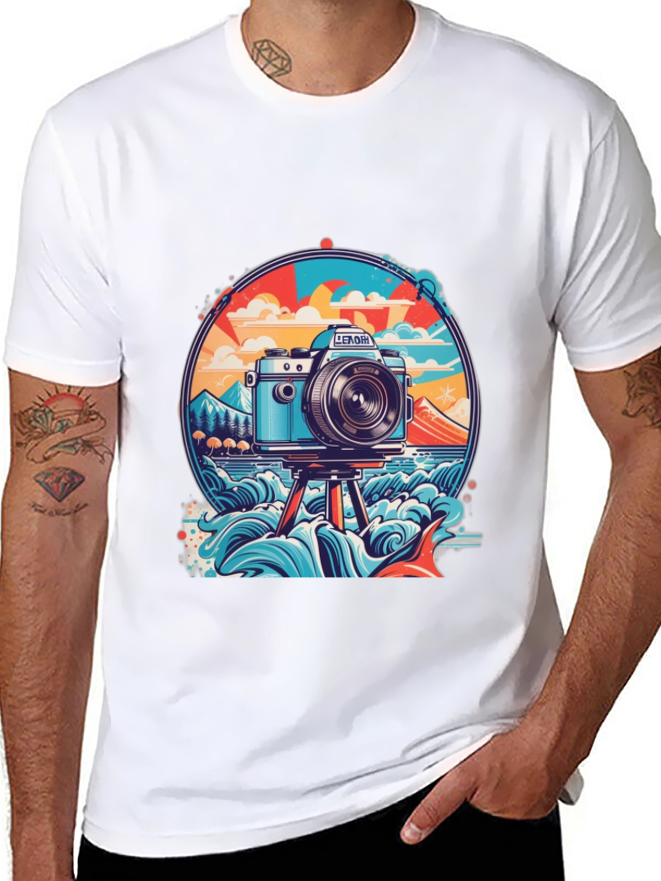 Retro Camera Graphic T-Shirt - Beach Photography Vibe