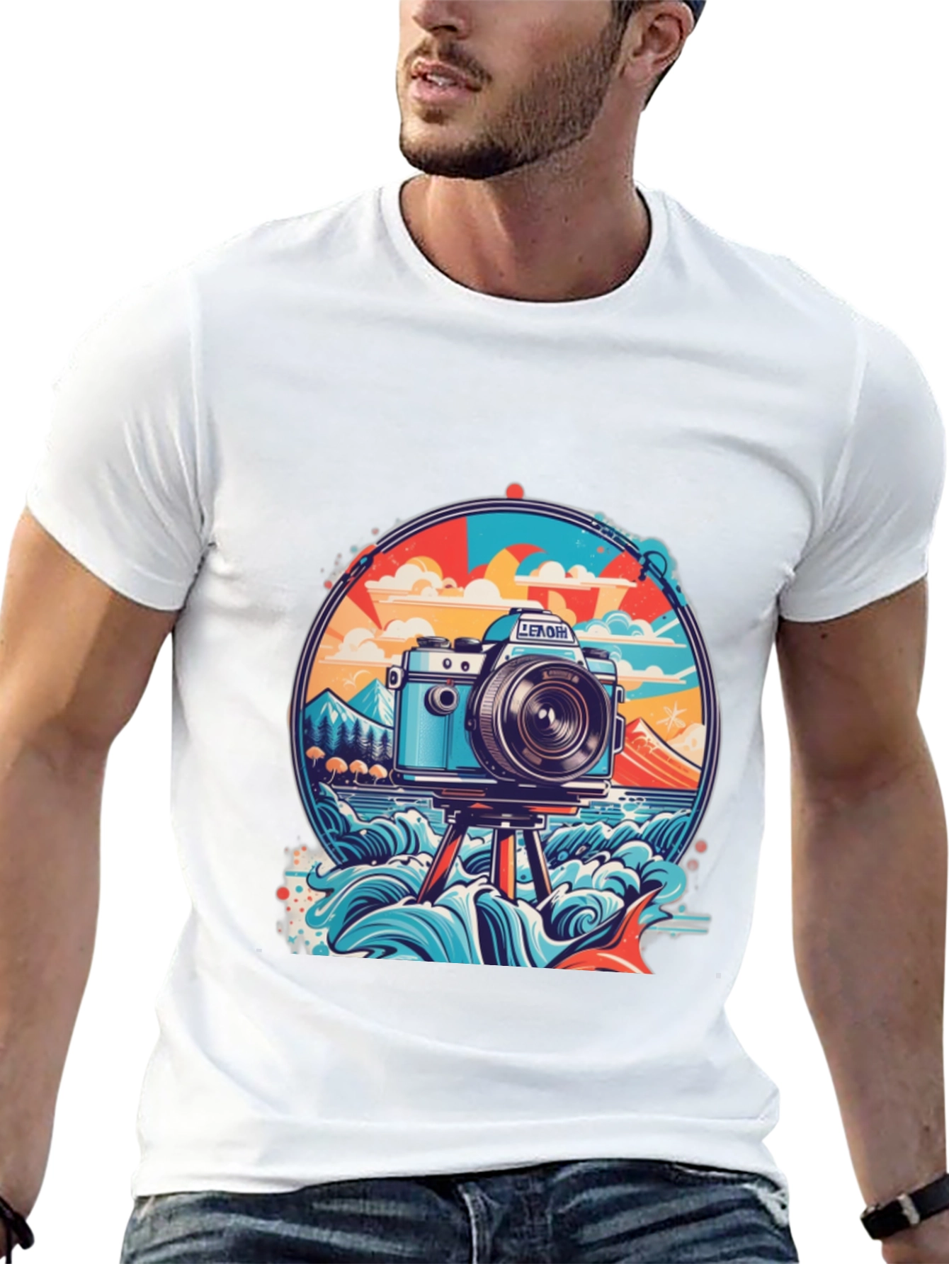 Retro Camera Graphic T-Shirt - Beach Photography Vibe