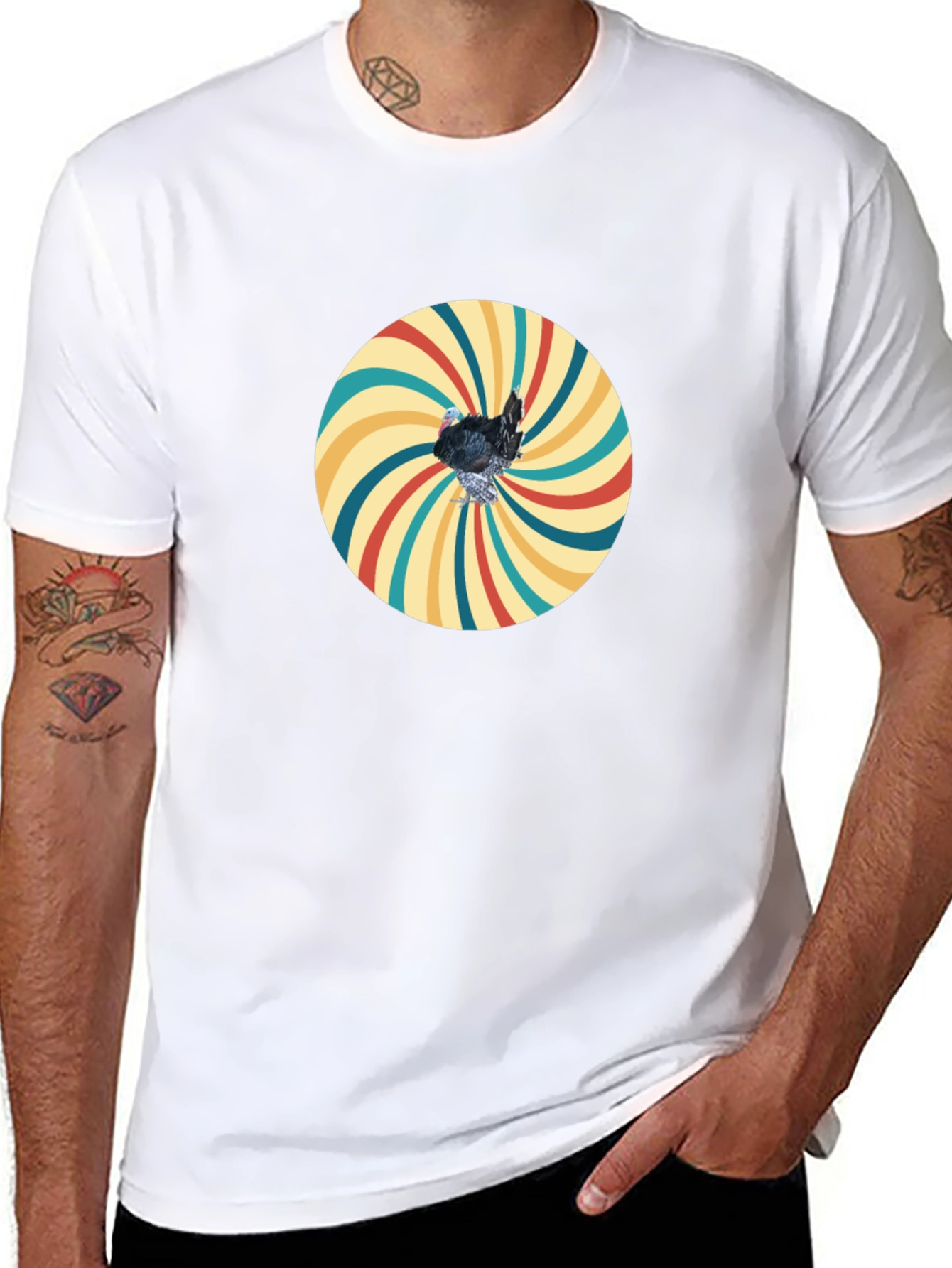 Retro Turkey Graphic T-Shirt - Black
