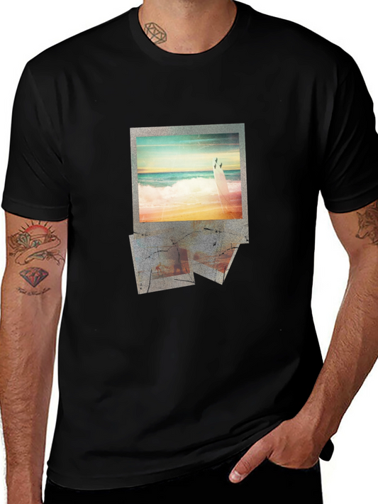Beach Photo Print Black Graphic Tee