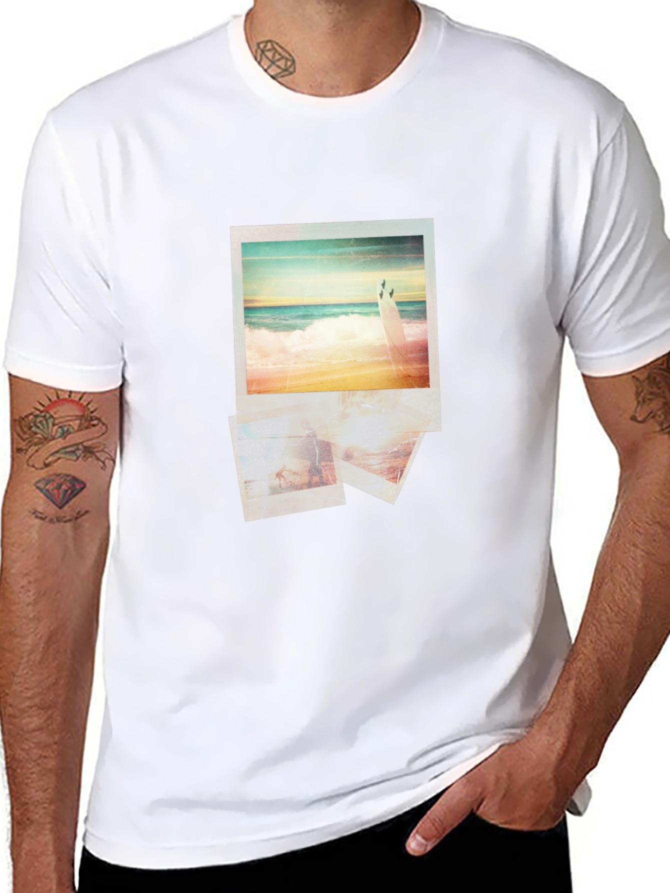 Beach Photo Print Black Graphic Tee