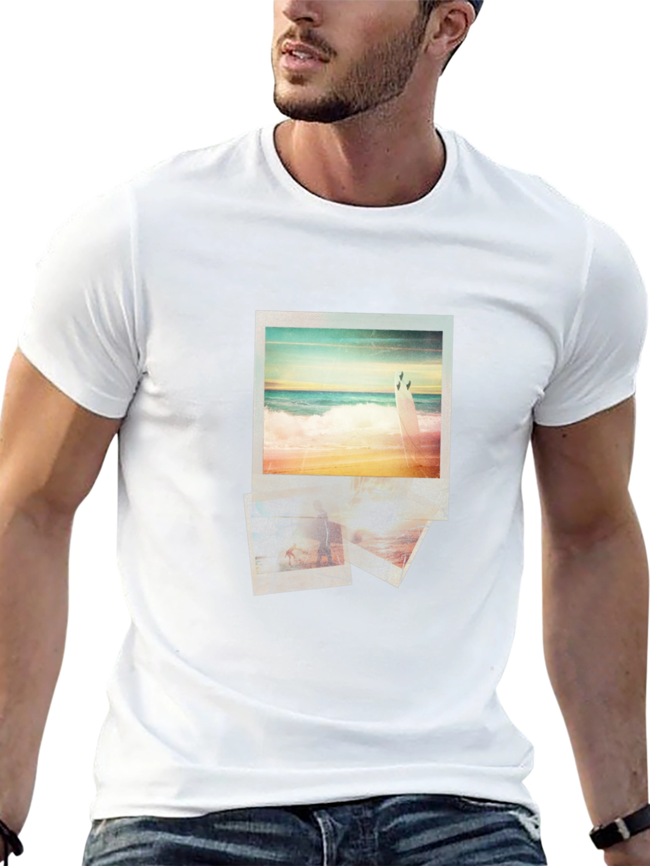 Beach Photo Print Black Graphic Tee