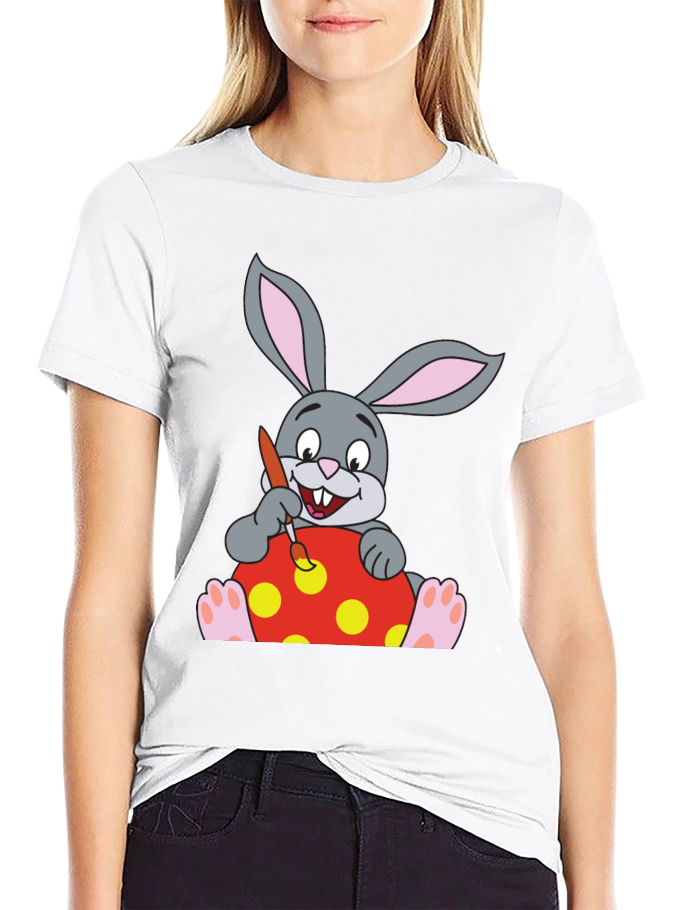 Bunny Painting Easter Egg Black T-Shirt