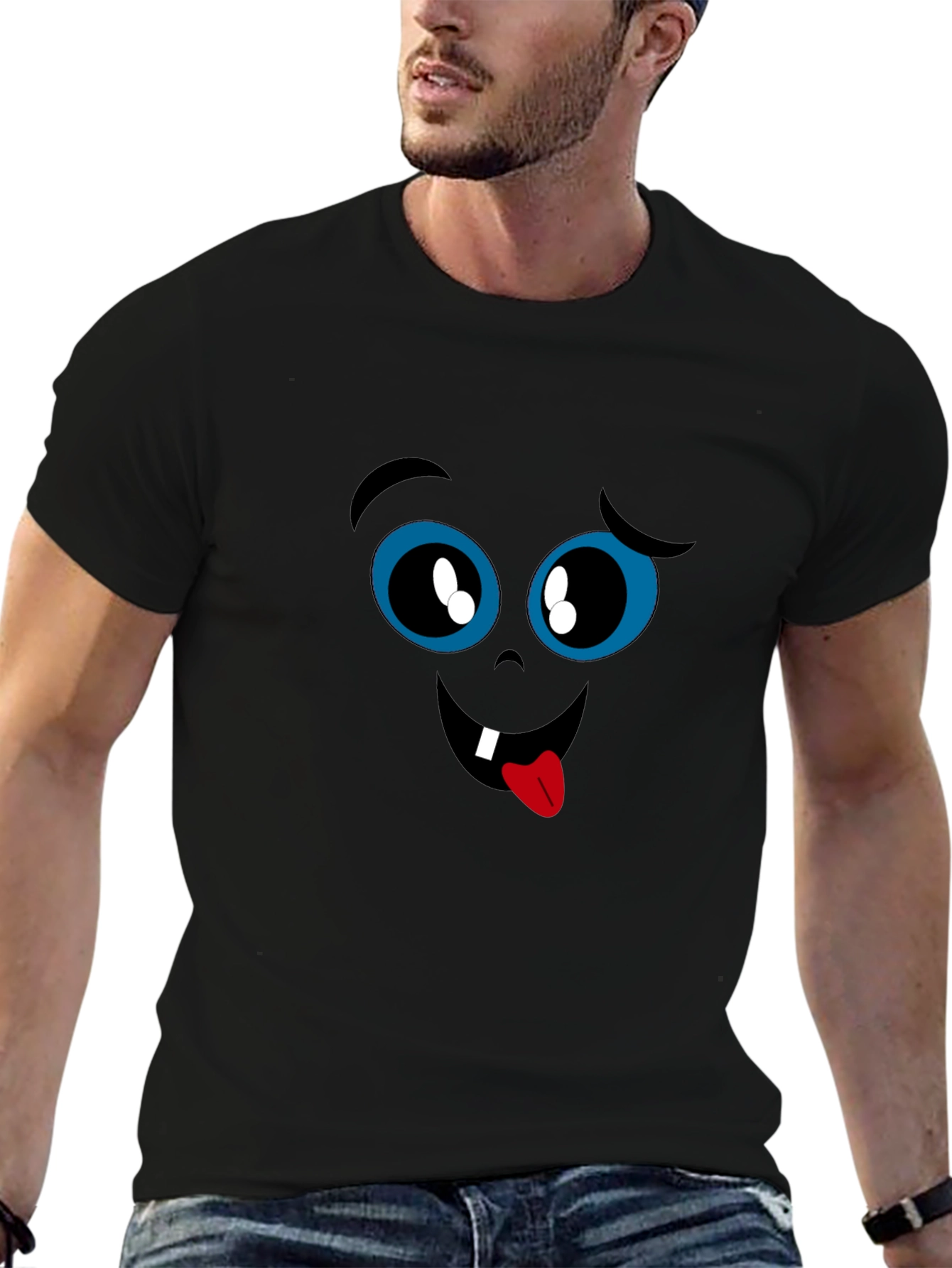 Funny Face Graphic Black T-Shirt