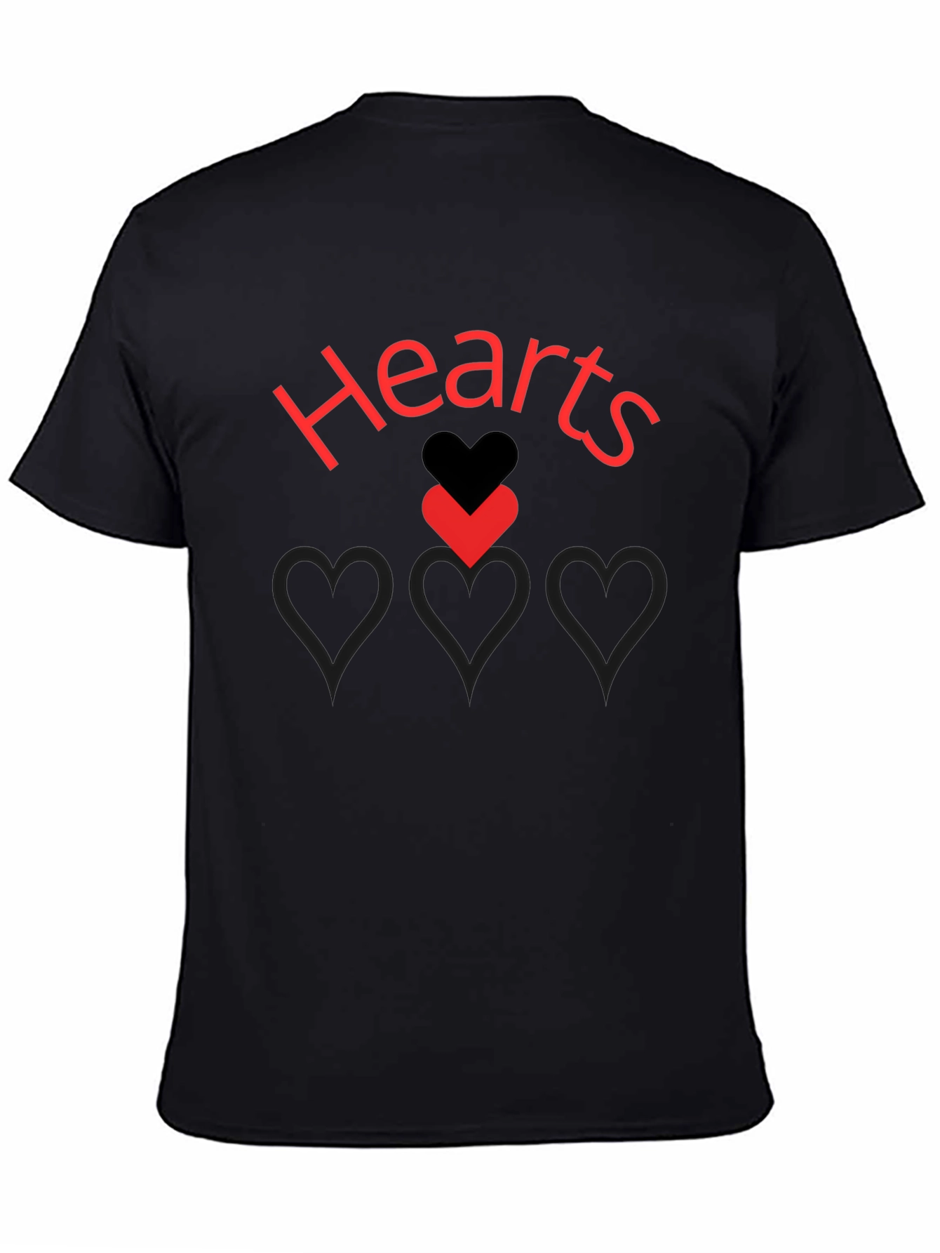 Hearts Graphic Print Black T-Shirt