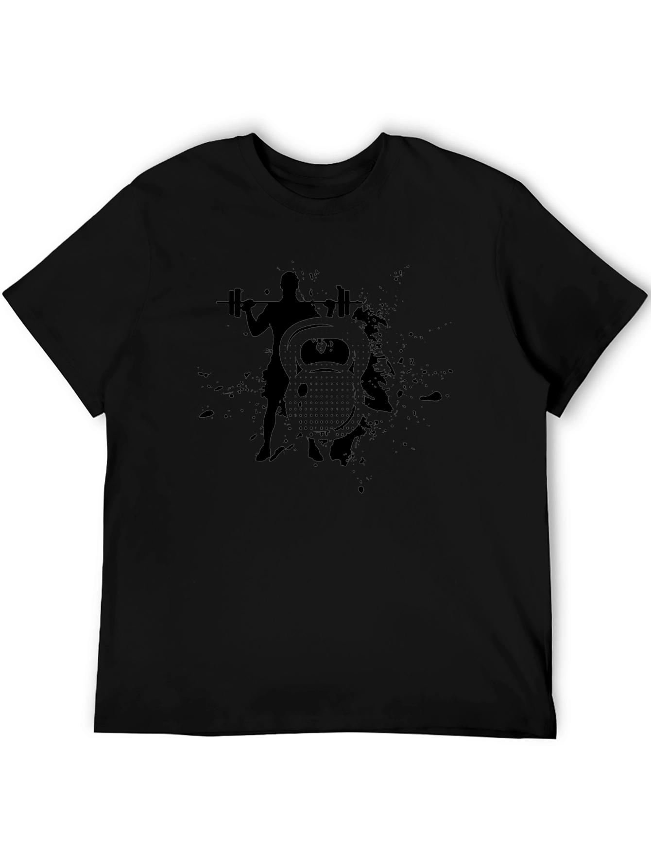 Mens Black Workout Graphic T-Shirt